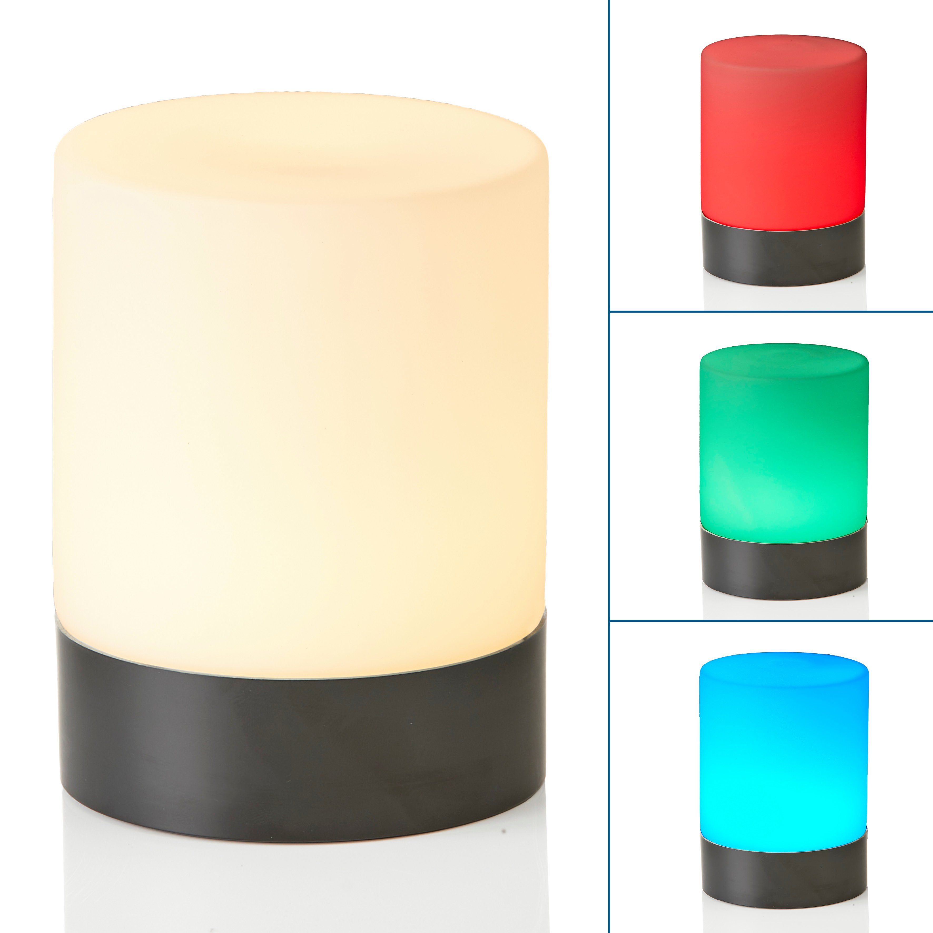 Nachttischlampe LED Outdoor Tischlampe Tischleuchte aus Glas mit integriertem Akku