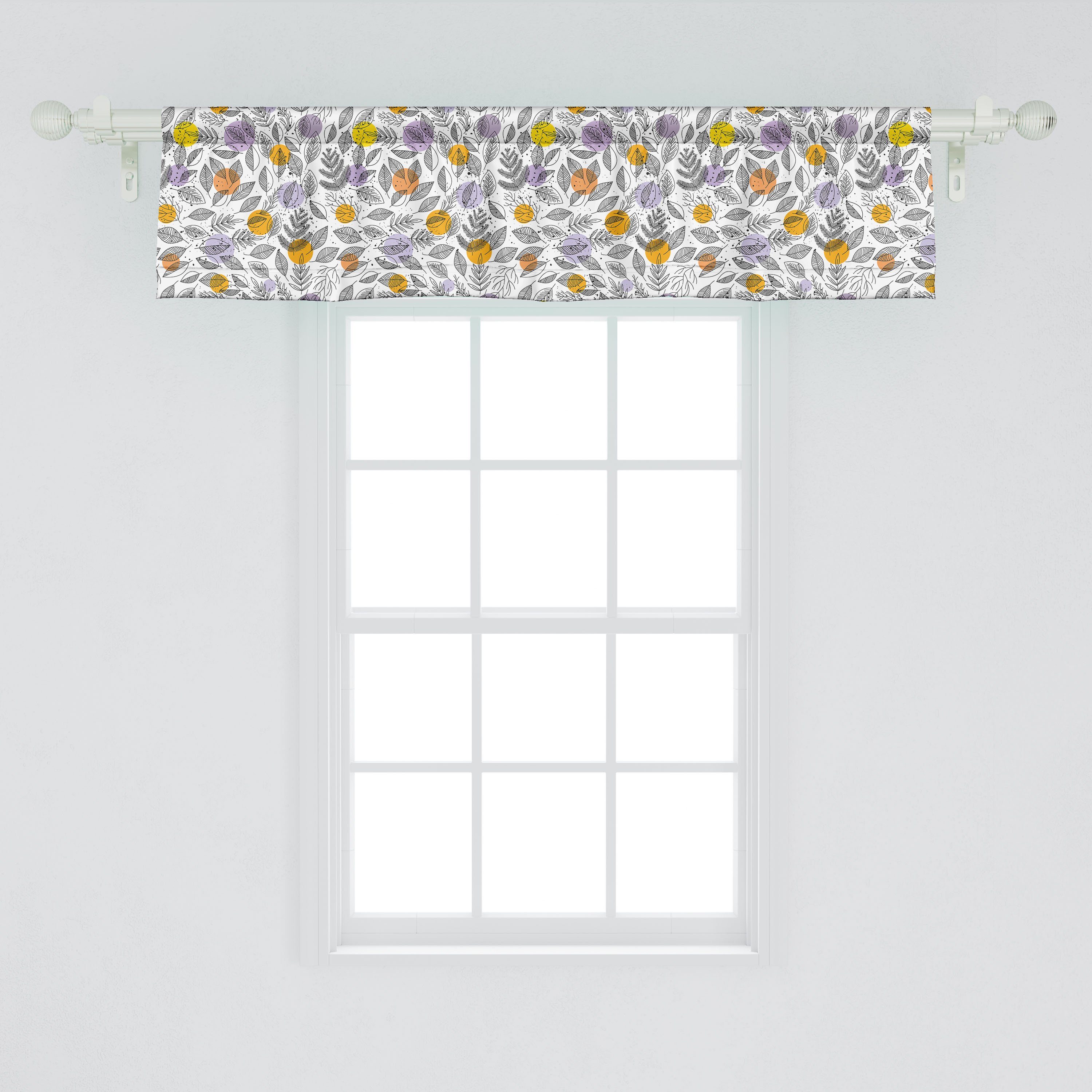 Scheibengardine Vorhang Volant für Abakuhaus, Blots Dekor Stangentasche, mit Microfaser, Blätter Küche Rund und Schlafzimmer Botanisch
