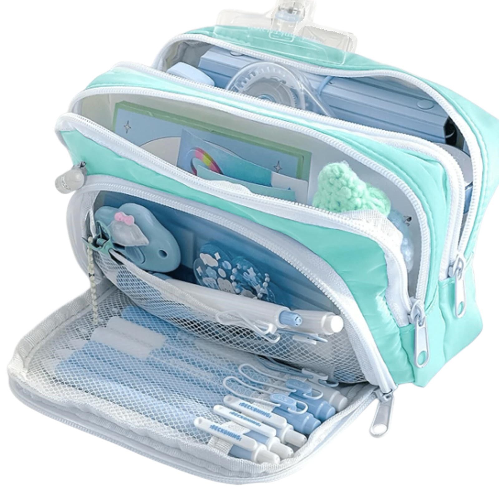 nsihing Federmäppchen Federmäppchen mit großer Kapazität, ästhetisches Mäppchen mit Fächern, Tragbare Federtasche für Schule, Uni und Büro
