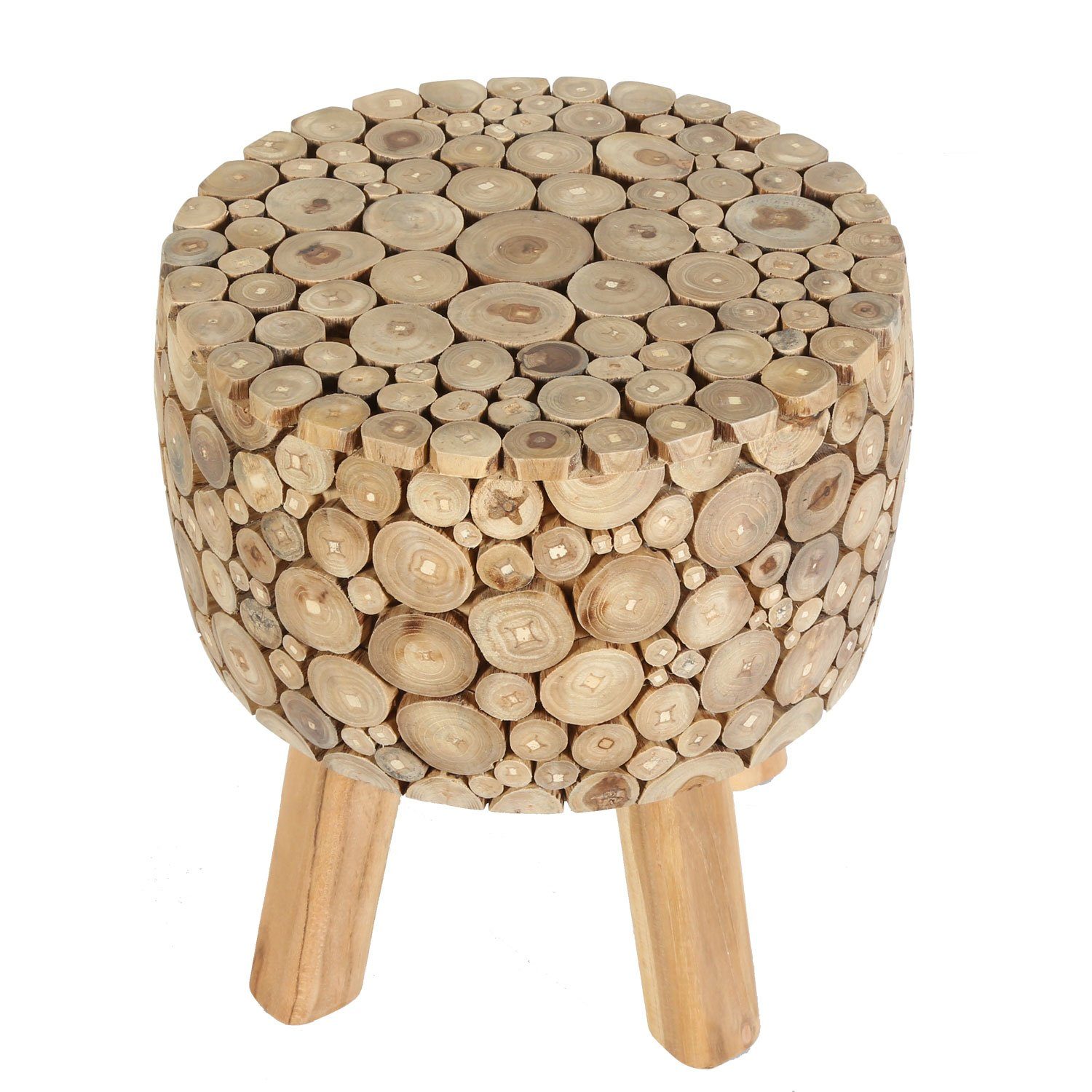 Casa Moro Hocker Beistelltisch Holz Hocker Nachttisch mit Ästen & Zweigen (Designer Sitzhocker Holzhocker rund, Mosaik Sitzhocker), Kunsthandwerk, Jedes Stück ein Unikat