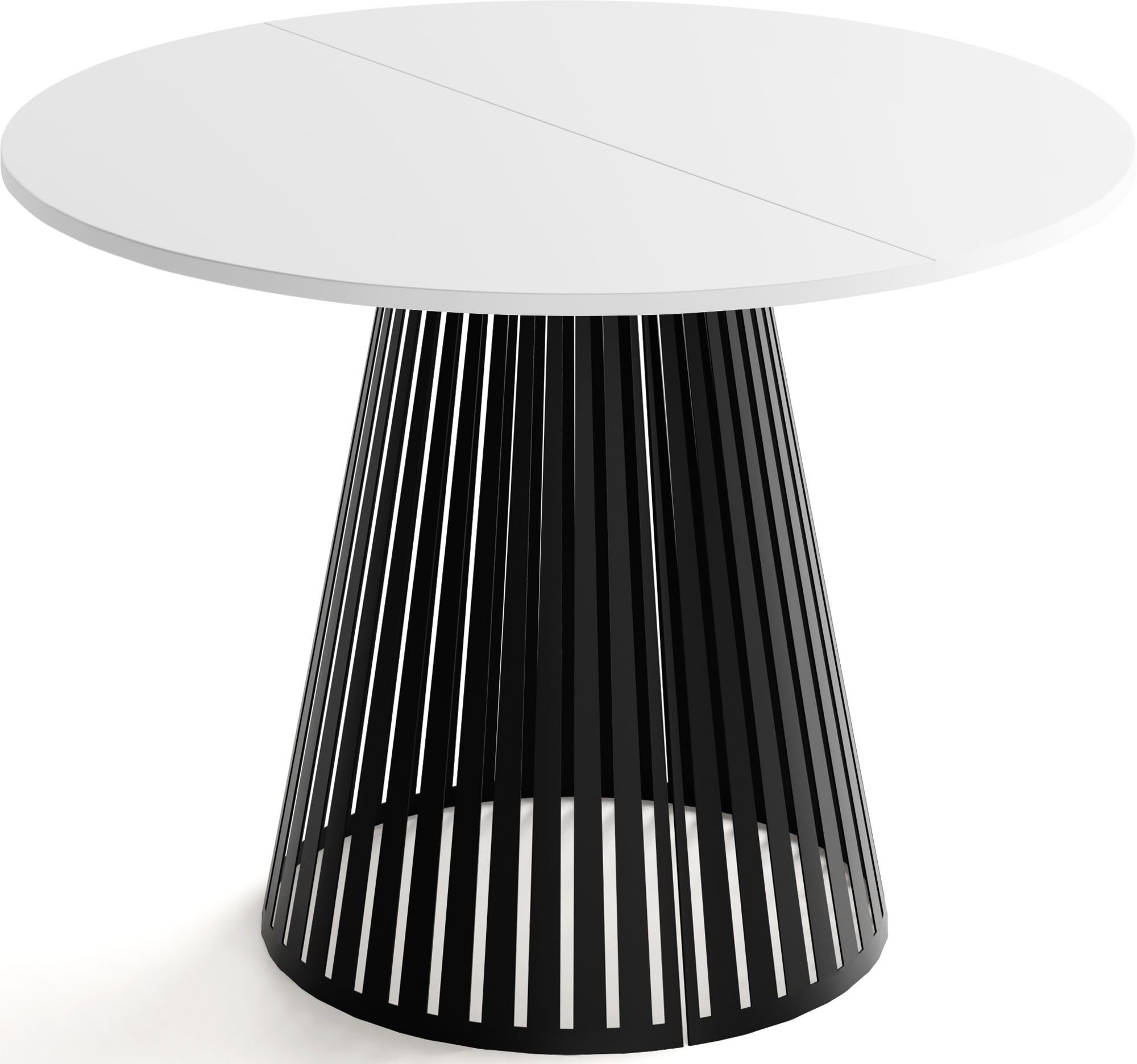 WFL GROUP Esstisch Naro Black ausziehbar rund modern mit schwarzen Metallbe günstig online kaufen