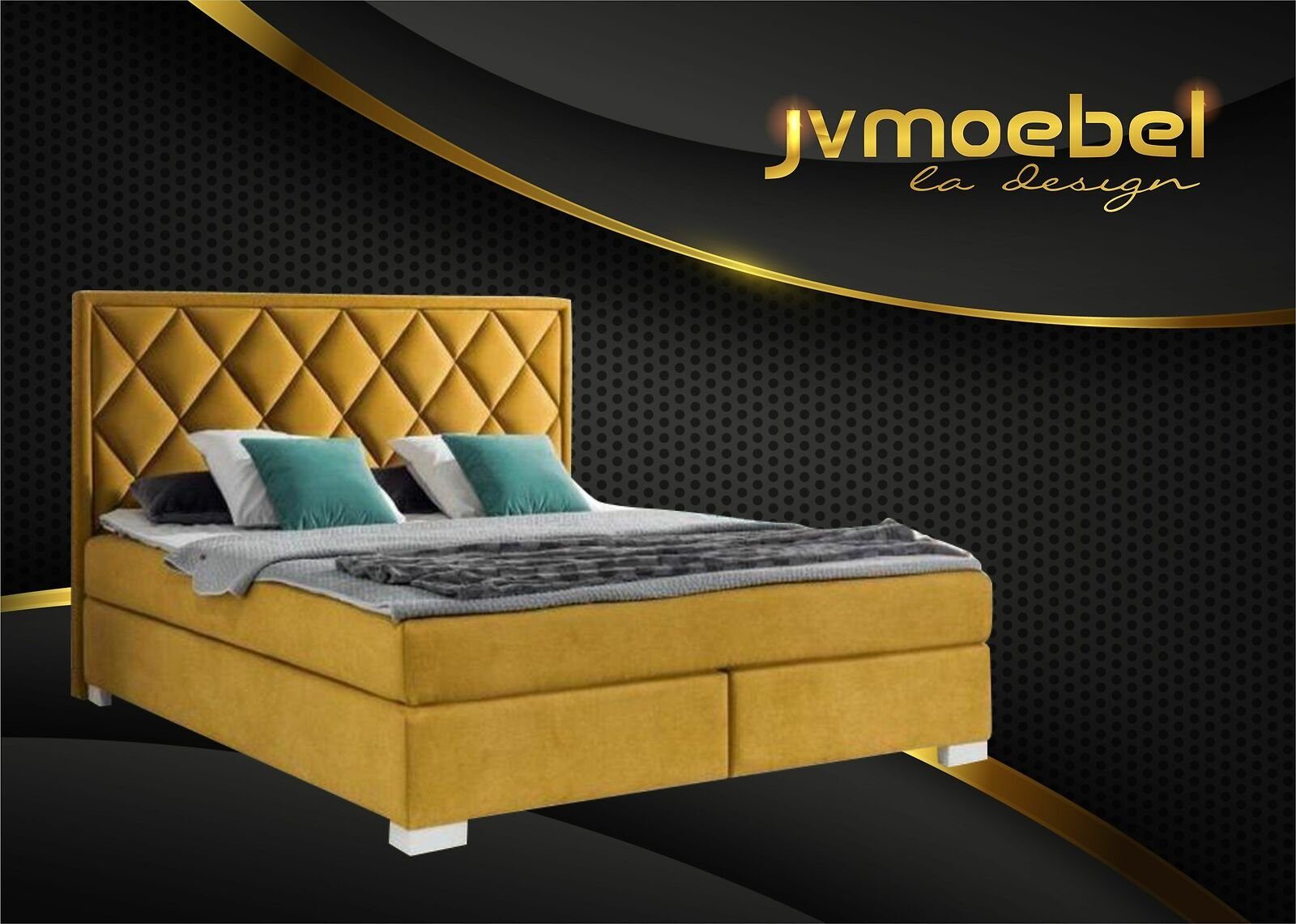 JVmoebel Bett, Bett Textil Schlafzimmer Design Möbel Modern Luxus Betten 180x200 Gold