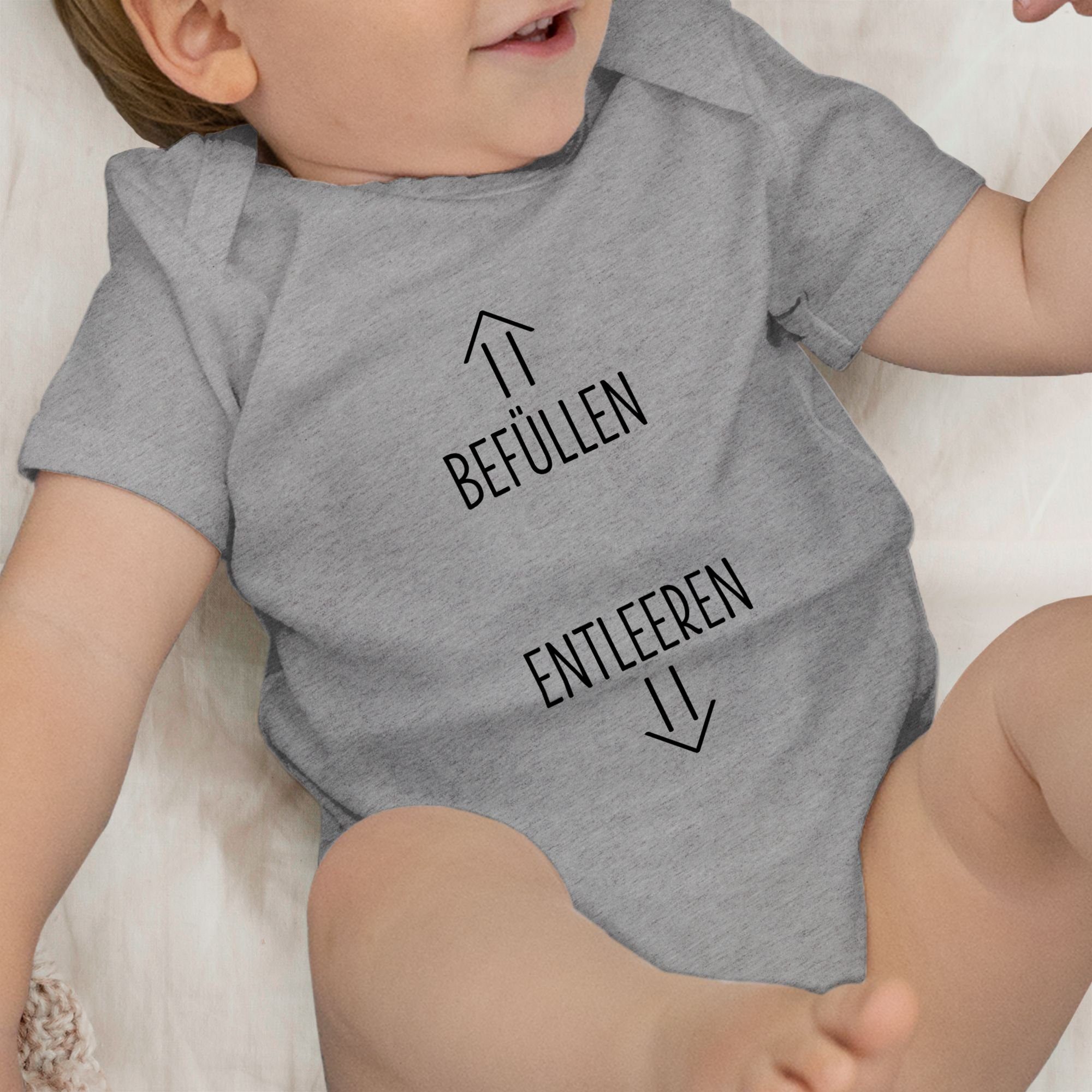 Shirtracer Shirtbody Mädchen 3 Junge Baby Grau meliert & Strampler-Motiv Befüllen Strampler und Entleeren