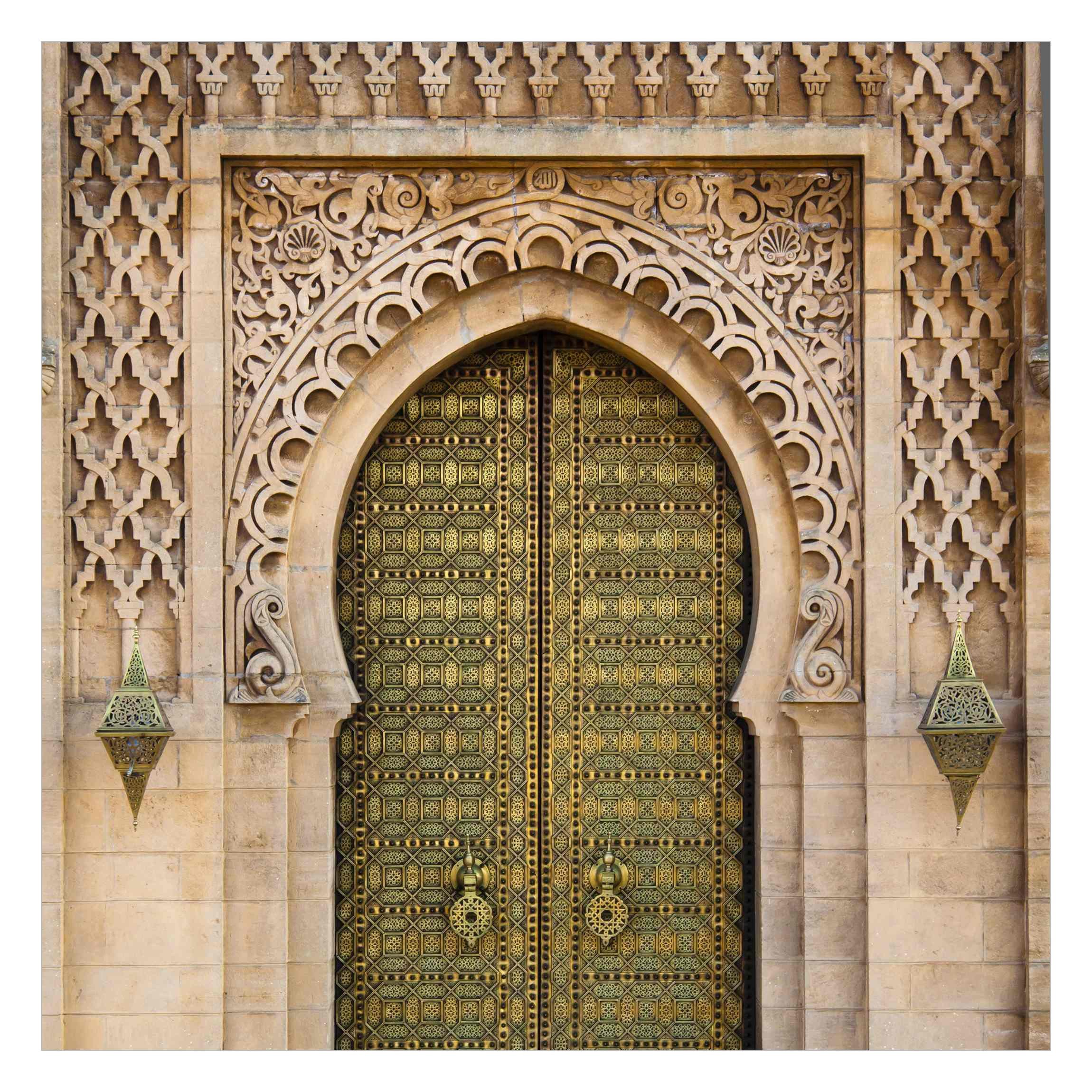 Bilderdepot24 3D-Tapete Effekt Oriental Gate 3D-Optik Orientalisch Wanddeko Raumtiefe Tür Tor, Glatt, Matt, (Vliestapete inkl. Kleister oder selbstklebend), Wohnzimmer Schlafzimmer Küche Flur Fototapete Vliestapete Wandtapete