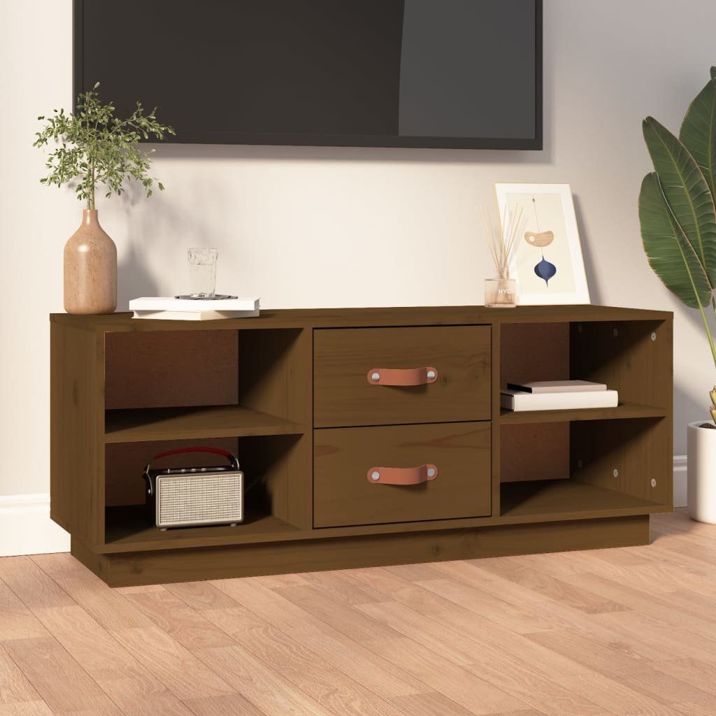 vidaXL TV-Schrank TV-Schrank Honigbraun 100x34x40 cm Massivholz Kiefer (1-St)