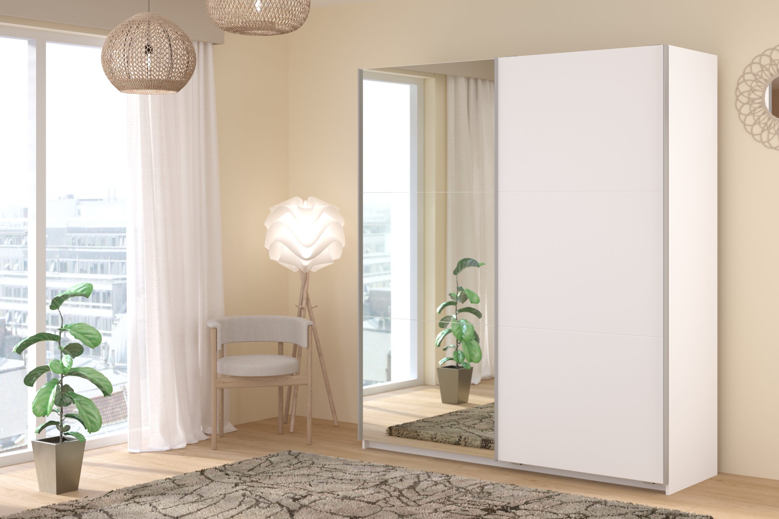 möbel-direkt.de Kleiderschrank Swing 4 in Weiß (Spar-Set, 1-St., Kleiderschrank) Hochwertige Verarbeitung