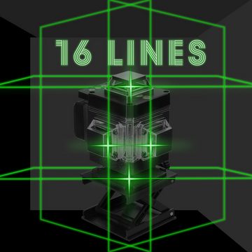 Tidyard Linienlaser 16 Linien Laser Level mit 1,2 m Höhenverstellbarem Stativ, Kunststoffbox