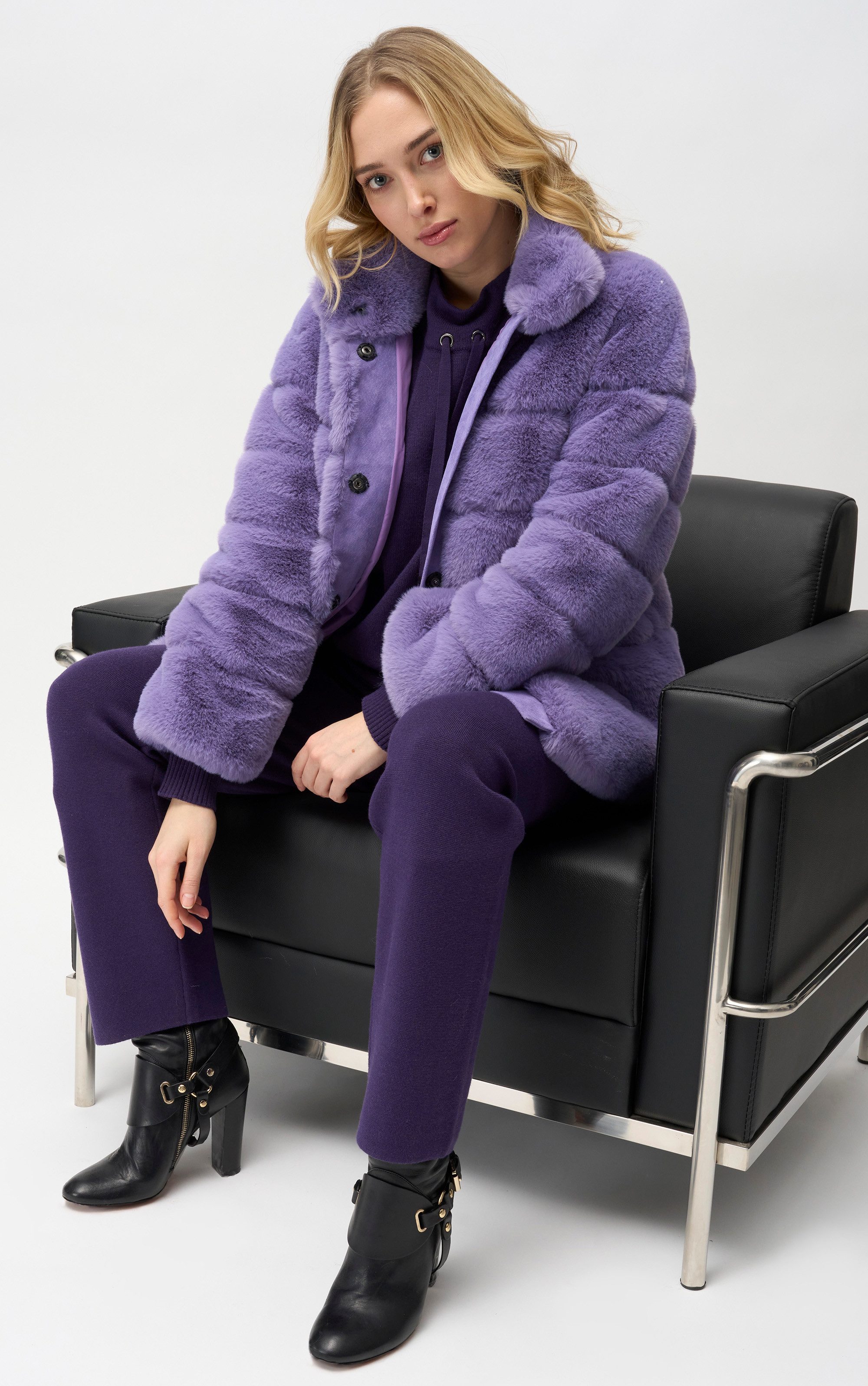 Passioni Fellimitatjacke Webpelz Steppjacke mit hohem Kragen günstig online kaufen