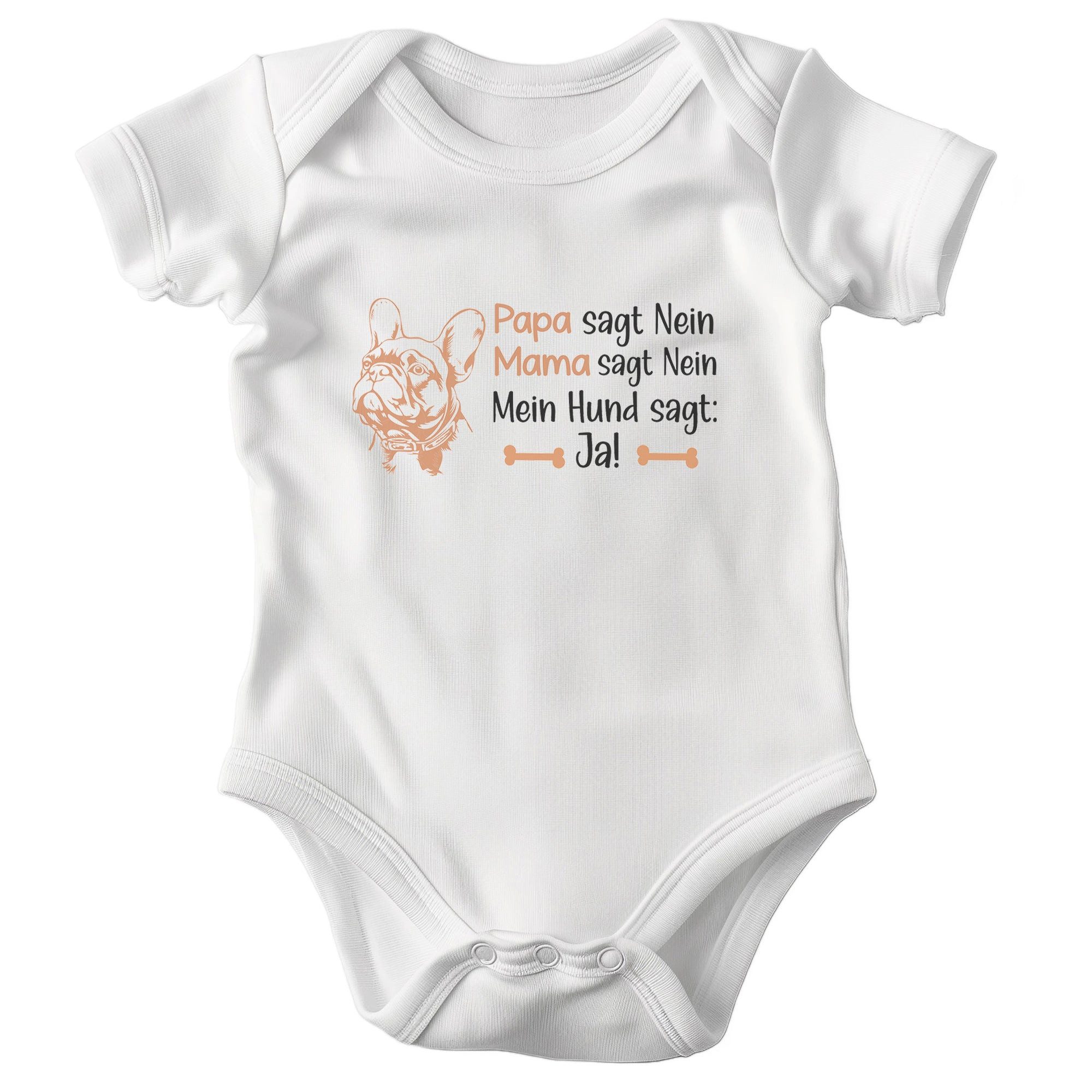 22Feels Kurzarmbody Bio Unisex Babybody Weiß Frenchie Ja Geschenk Taufe 1. Geburtstag BIO-Baumwolle - In Deutschland Bedruckt - Niedlicher Print