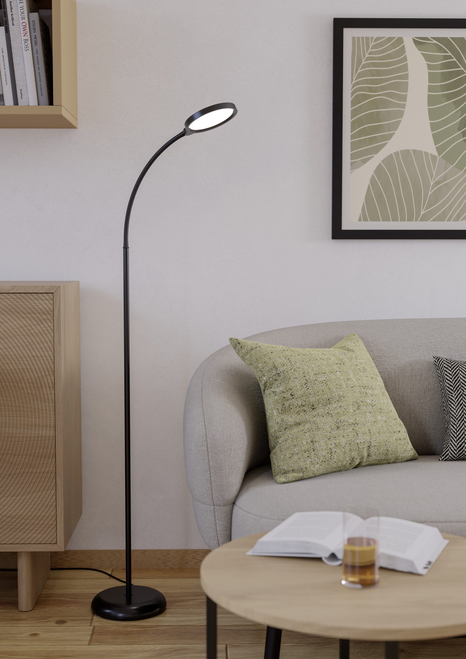 EGLO Stehlampe LAURO Stehlampe - Kunststoff - LED - 1X5,5W - IP20, Dimmfunktion, Farbwechsel, mehrere Helligkeitsstufen, LED fest integriert, Neutralweiß, Kaltweiß, Warmweiß, Standleuchte, Wohnzimmer, Schlafzimmer, Esszimmer, L45 x B21 x H132 cm