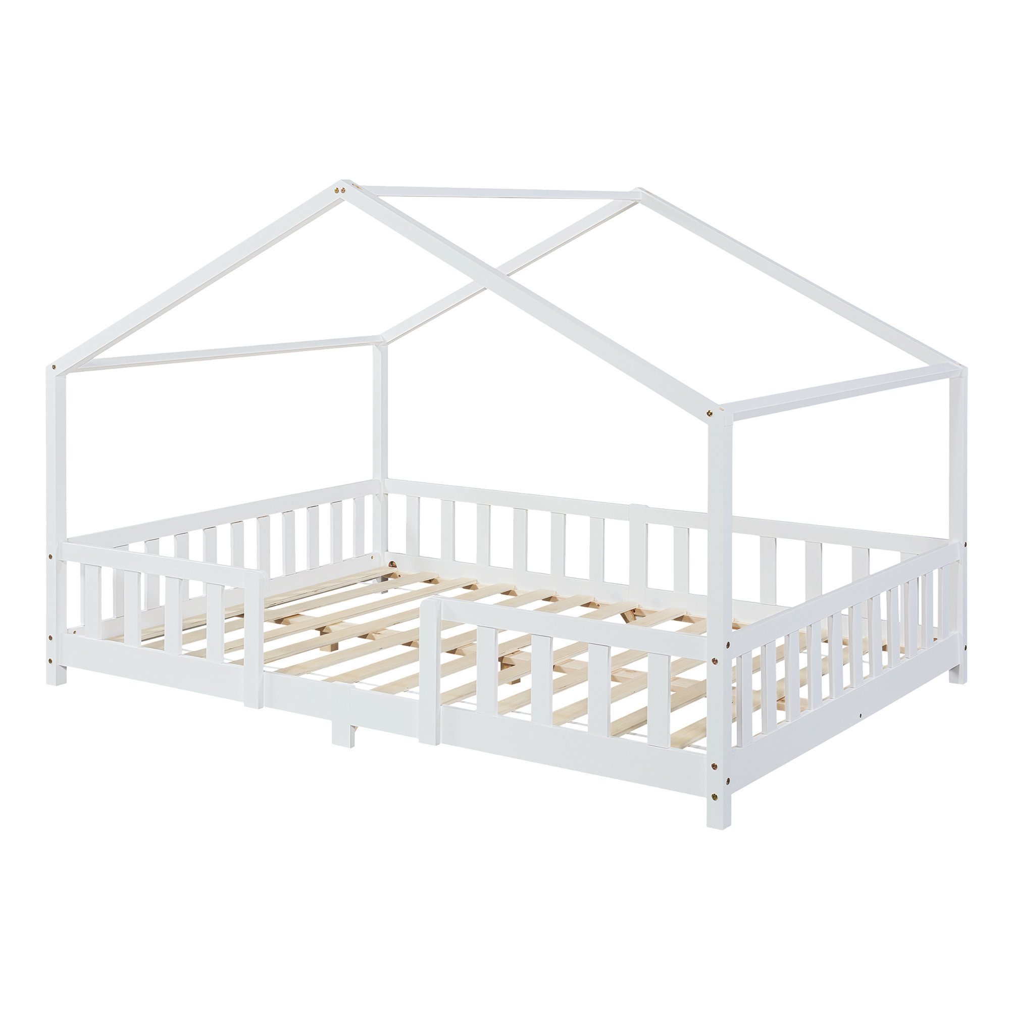 en.casa Kinderbett, »Treviolo« Haus-Optik Montessori 120x200 cm Weiß
