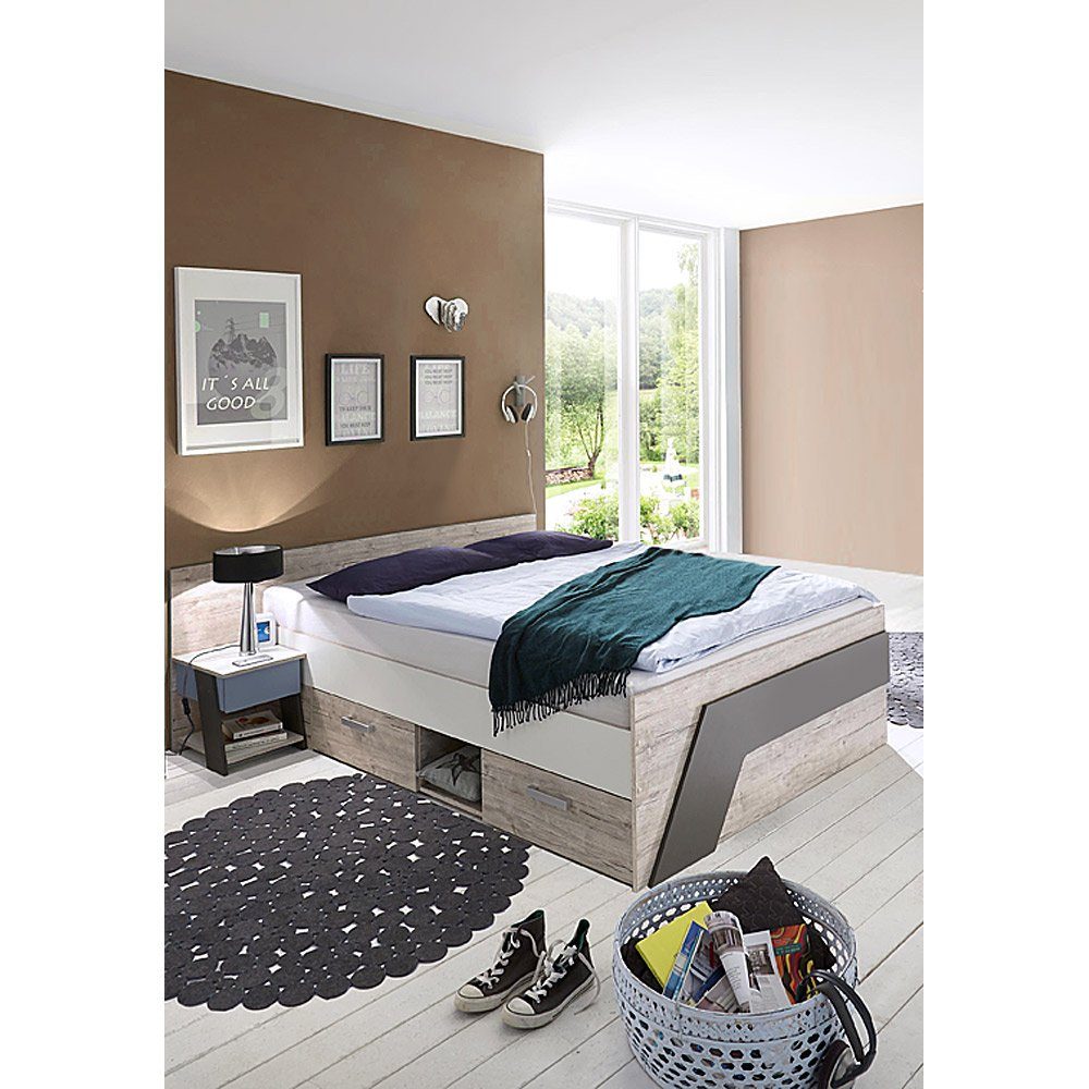 Lomadox Jugendbett LEEDS-10, Sandeiche Nb. mit günstig online kaufen