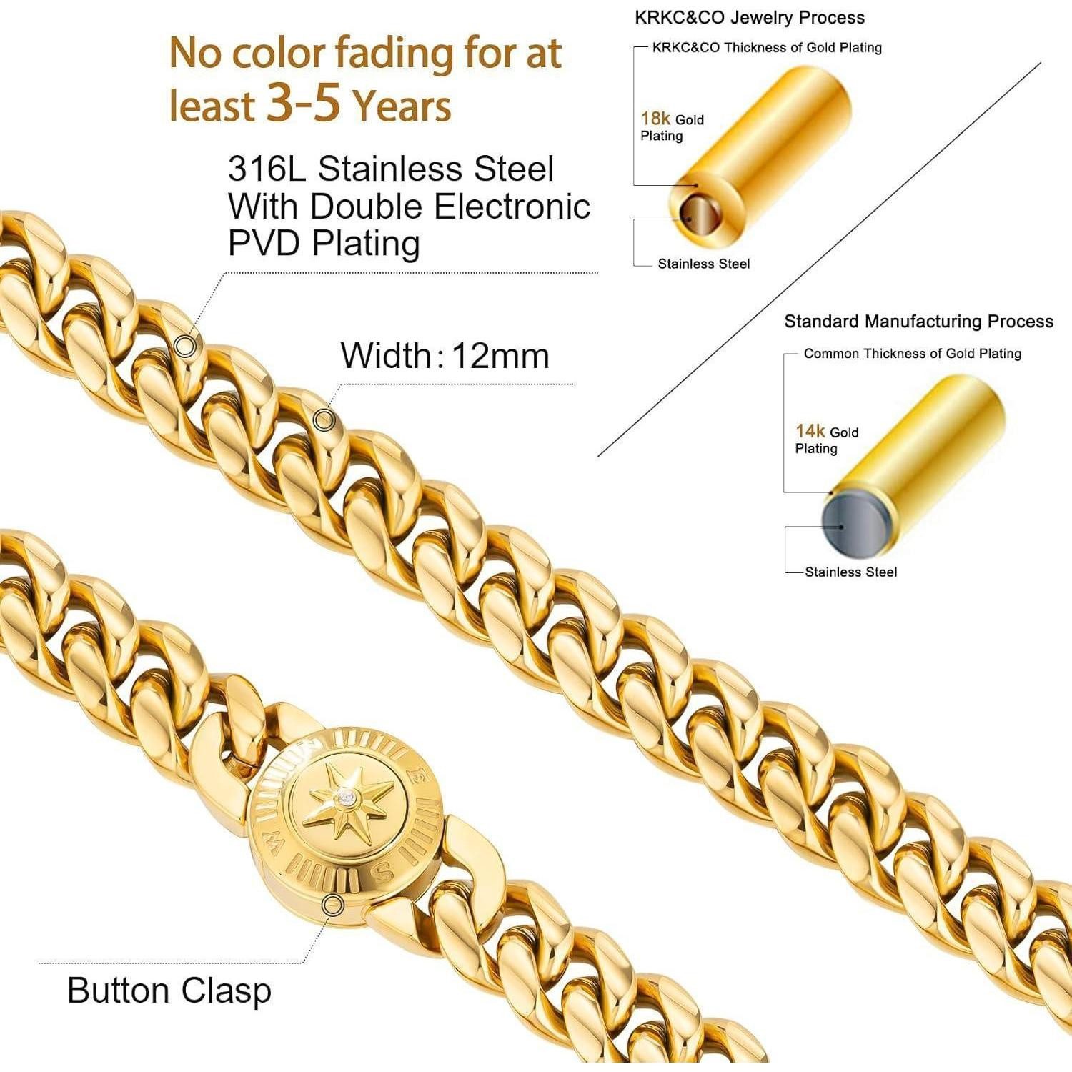 LuxusKollektion Panzerarmband Herren Armband Löwe/Totenkopf Verschluss 18K Gold