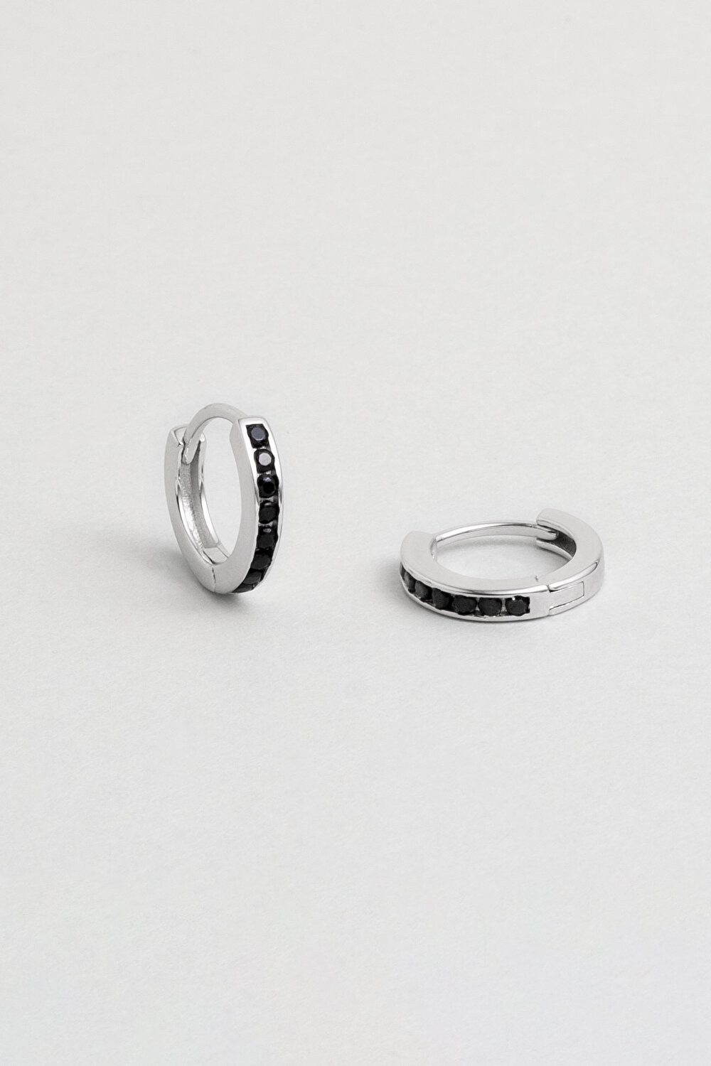 Paar Ohrhänger Schwarze Stein 18K Weißgold Plattierte Ohrringe