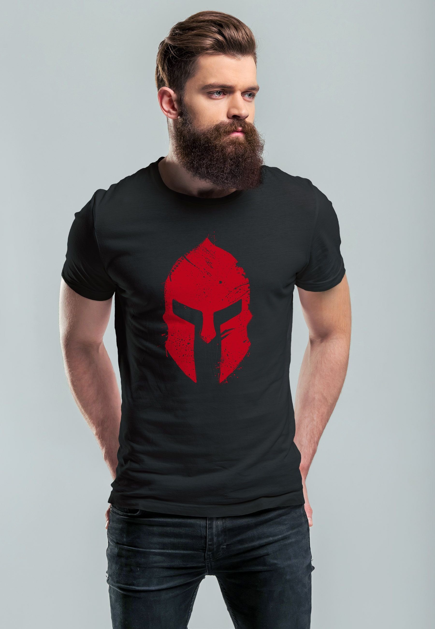 Neverless Print-Shirt Herren T-Shirt Print Sparta-Helm günstig online kaufen
