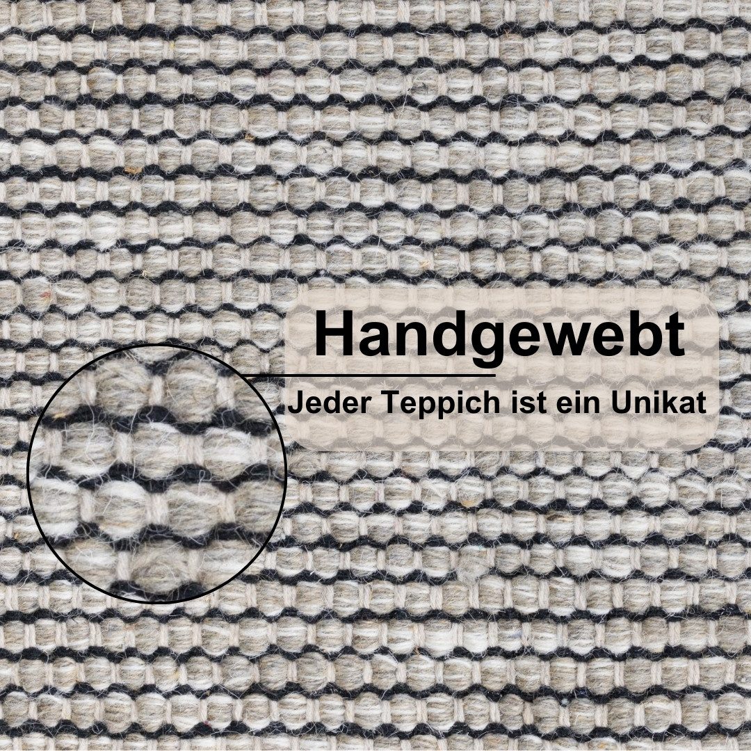 Myflair Möbel & Accessoires Wollteppich Anisa, rund, Höhe: 10 mm, Wendeteppich, meliert, reine Wolle, handgewebt, Wohnzimmer