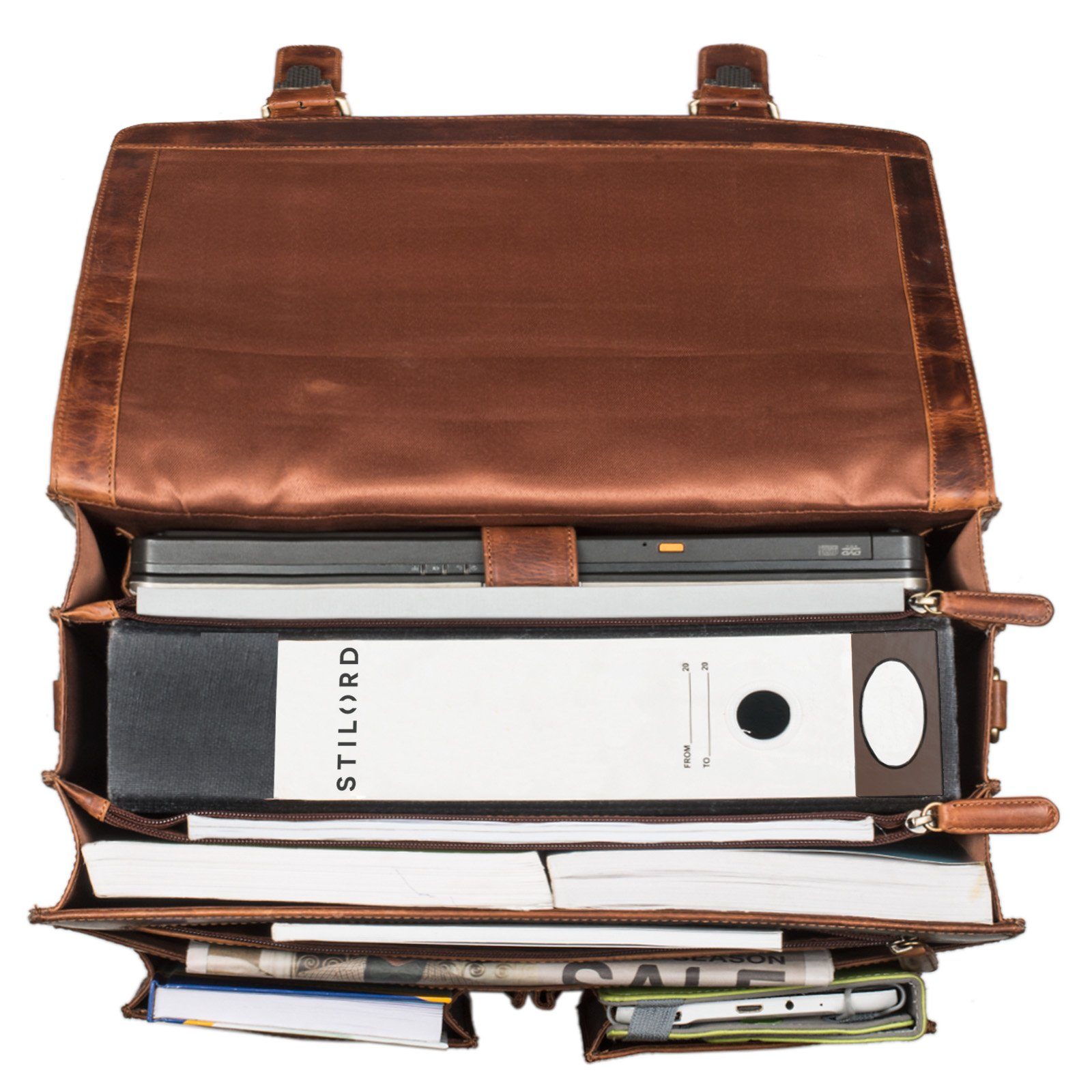 STILORD Aktentasche "Marius" Klassische Lehrertasche Leder