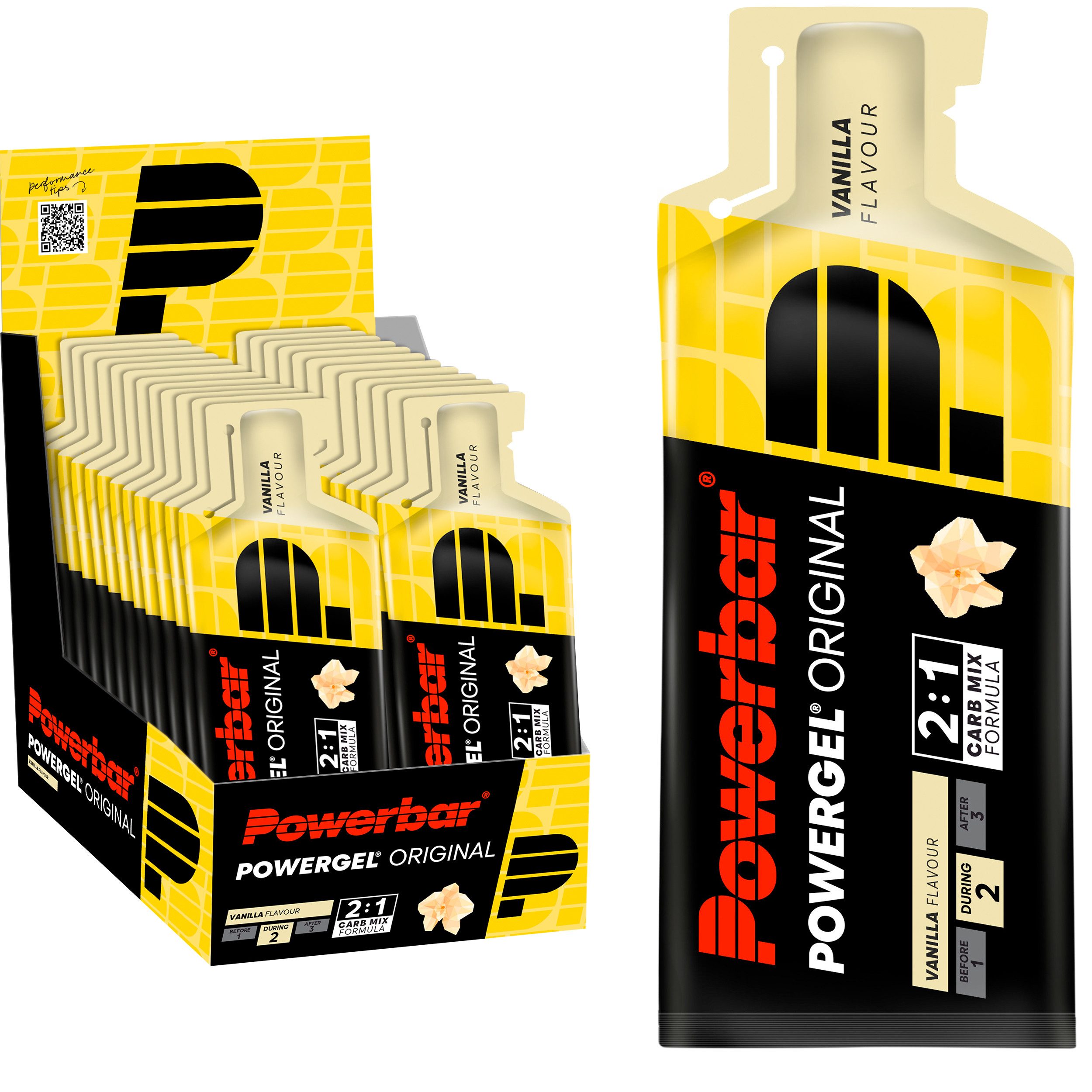 PowerBar PowerGel Fruit Vanilla Vanille High Carb Gel Natrium 24 x 41 g Gel, Packung à 24 St.