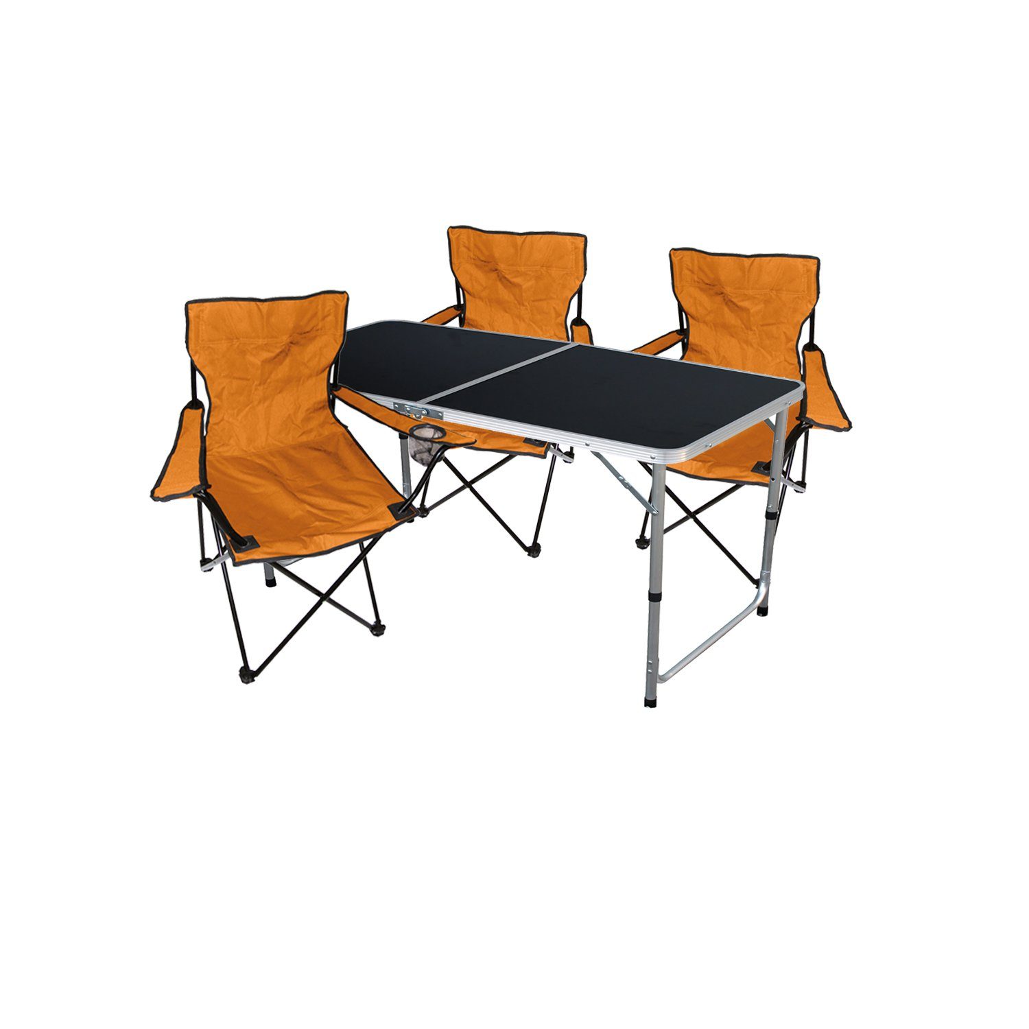 Mojawo Essgruppe 4-teiliges Campingmöbel Set Lime Tisch höhenverstellbar + Stühle