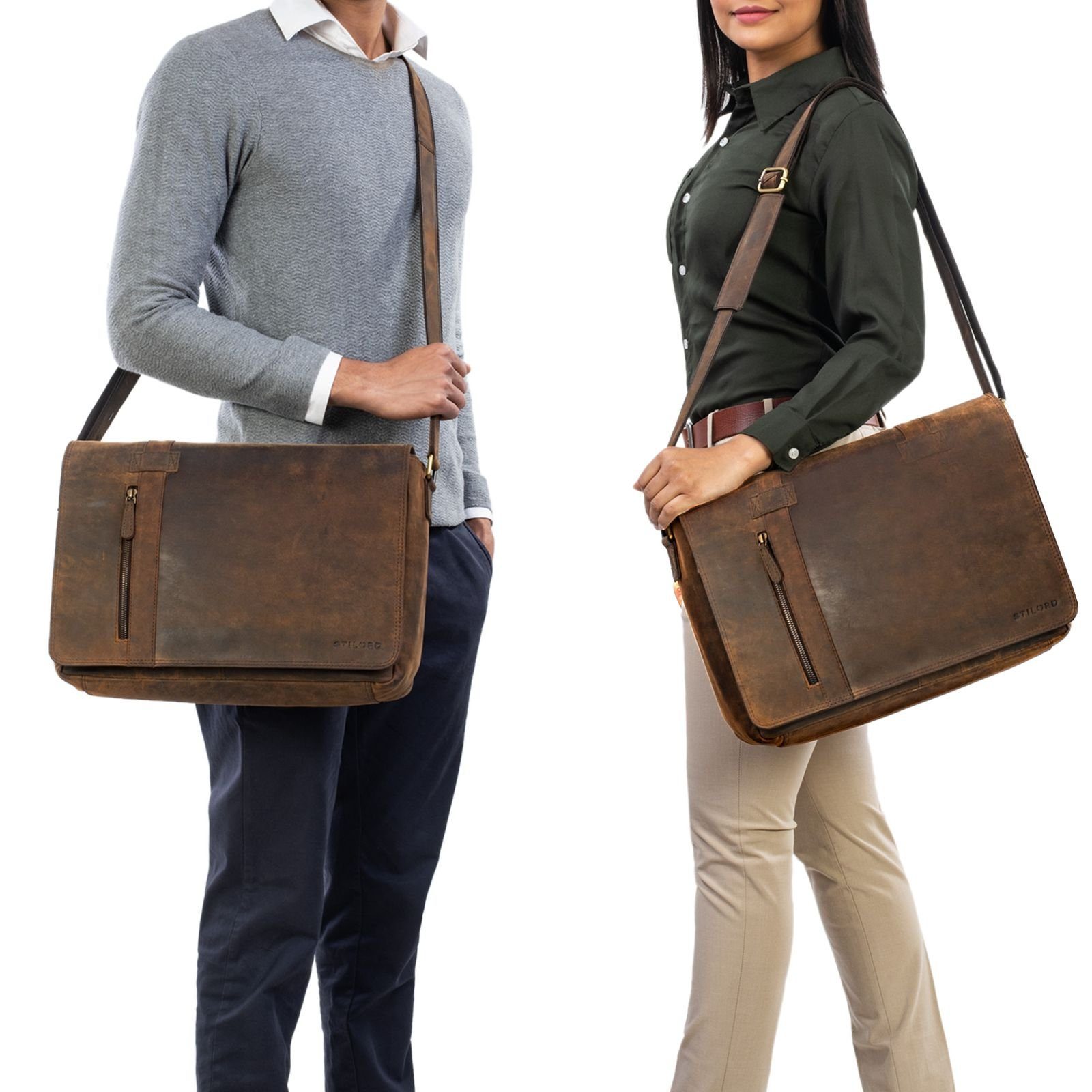 STILORD Schultertasche "Nicolas" Messenger Bag Laptoptasche Leder
