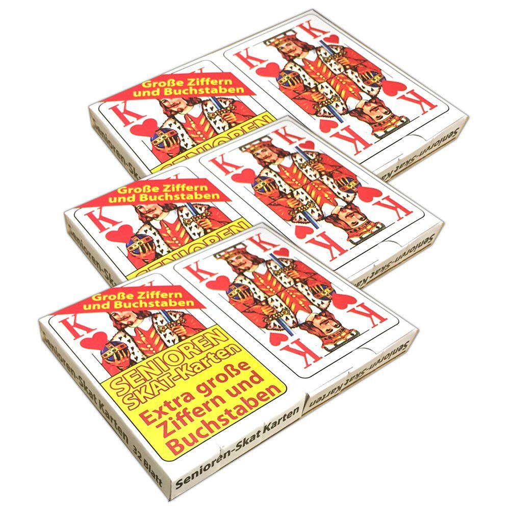 HAC24 Spiel, Extra Skatspiel, Spielkarten Skatkarten Symbole Senioren-Skat Skatblatt große 32 6x