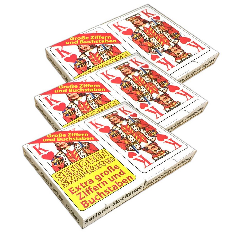 HAC24 Spiel 6x 32 Spielkarten Senioren-Skat Skatblatt Skatkarten Skatspiel, Extra große Symbole