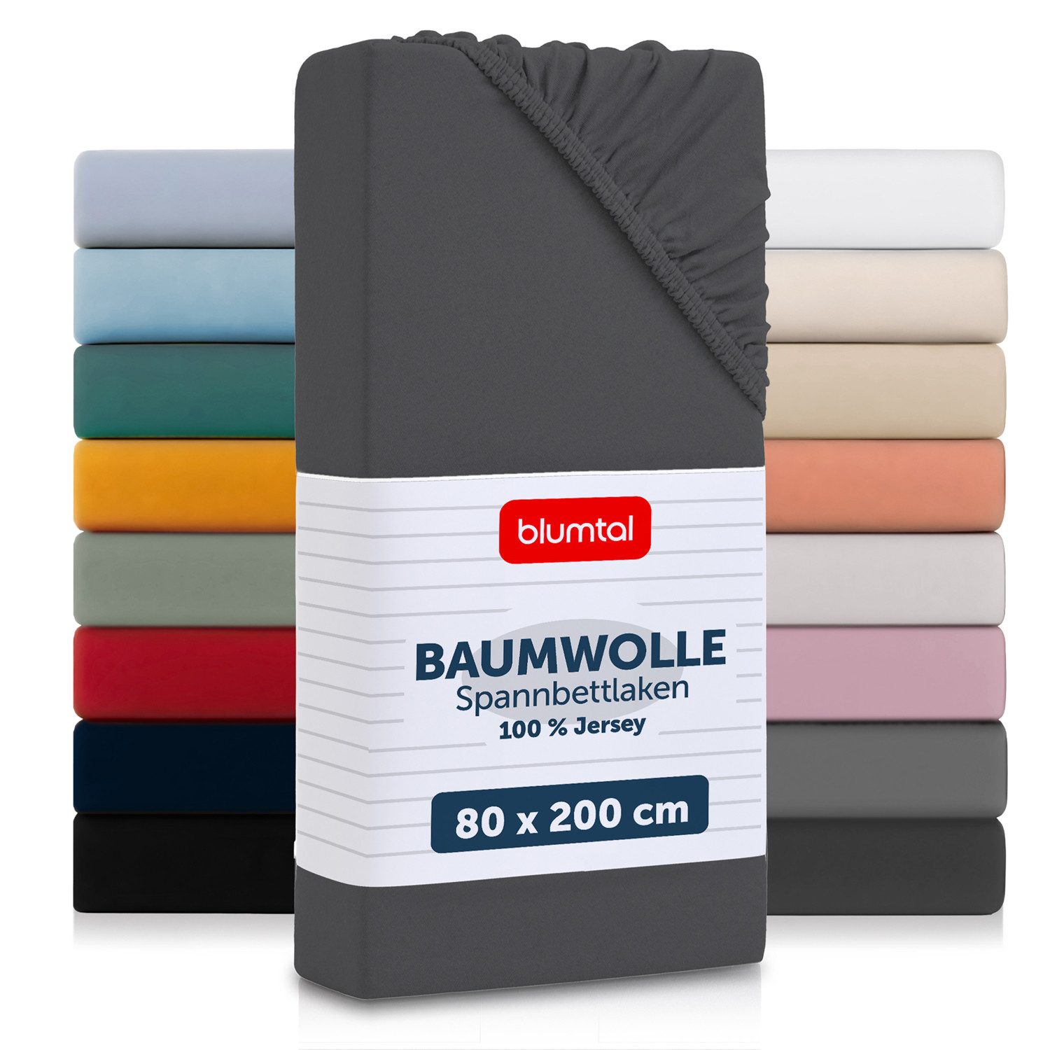 Blumtal Spannbettlaken Blumtal Basics 100% Baumwolle - Jersey, Baumwolle, Gummizug: Rundum, (1 Stück), Jersey Bettlaken - atmungsaktiv, strapazierfähig und faltenfrei