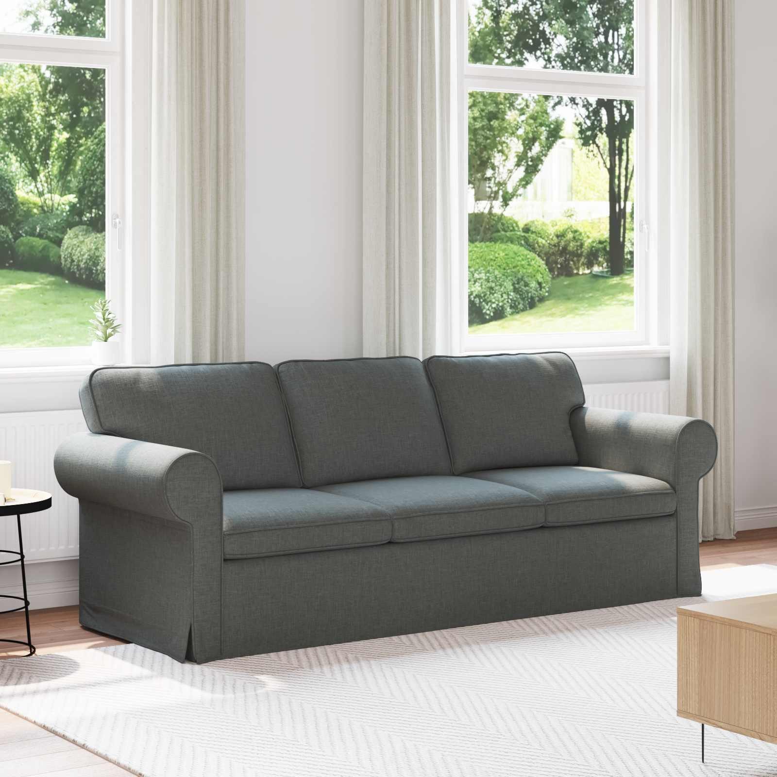 vidaXL Sofa Sofa Dunkelgrau 215 x 82 x 80 cm Stoff, 1 Teile – Bild 2 von 5