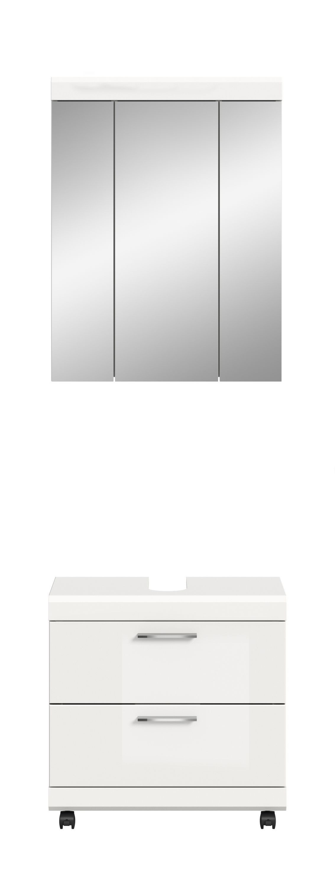 xonox.home Badmöbel-Set, auf Rollen in weiß hochglanz tiefzieh B/H/T: 60x191x34 cm