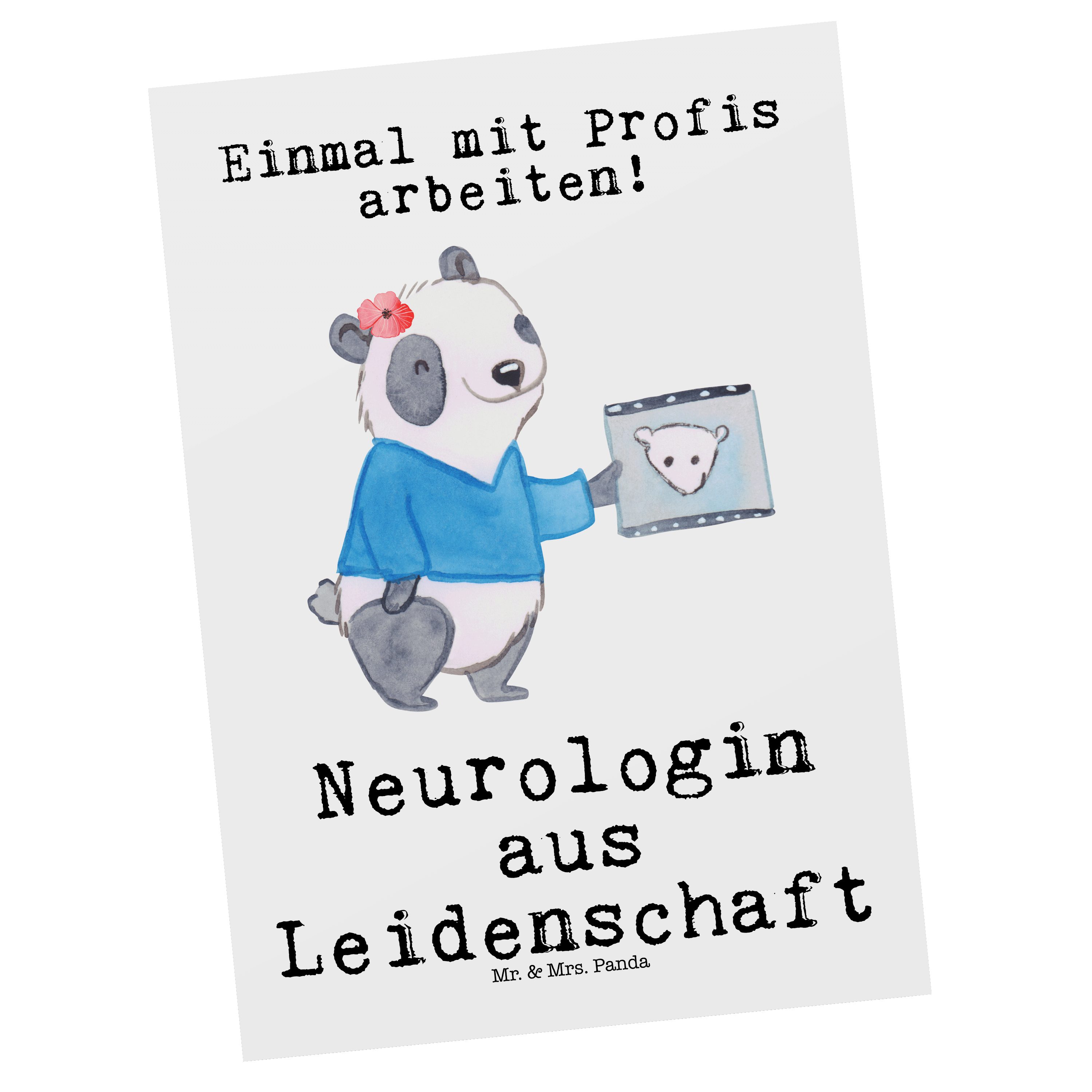Mr. & Mrs. Panda Postkarte Neurologin aus Leidenschaft - Weiß - Geschenk, Grußkarte, Medizinstud