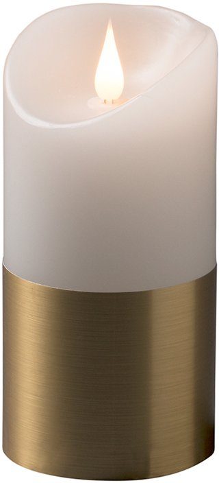 KONSTSMIDE LED-Kerze Weihnachtsdeko (1-tlg), LED Echtwachskerze, weiß, mit messingfarbener Banderole