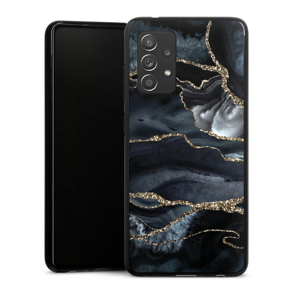 DeinDesign Handyhülle Glitzer Look Marmor Trends Dark marble gold Glitter look, Samsung Galaxy A52s 5G Silikon Hülle Bumper Case Handy Schutzhülle