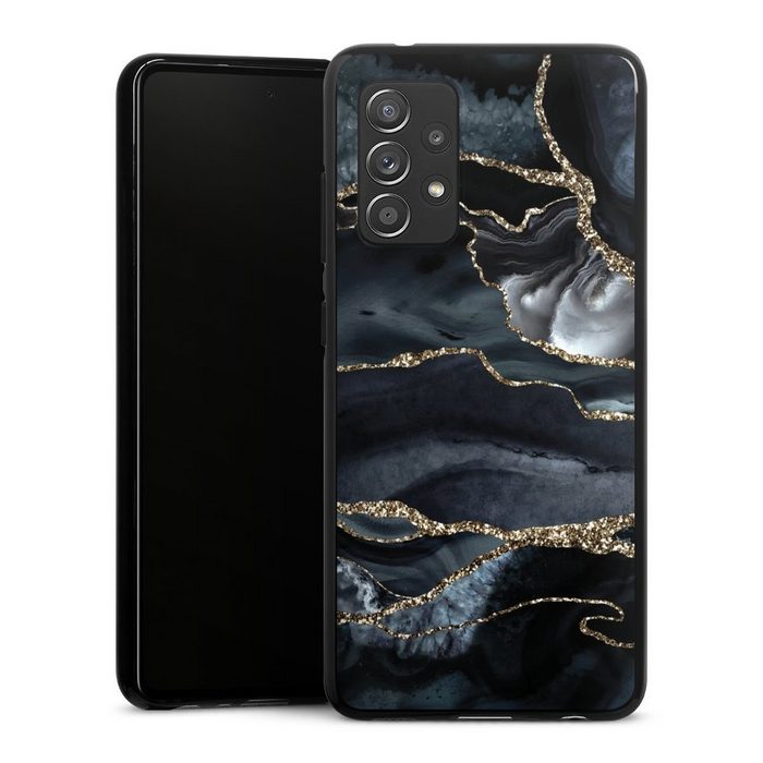 DeinDesign Handyhülle Glitzer Look Marmor Trends Dark marble gold Glitter look Samsung Galaxy A52s 5G Silikon Hülle Bumper Case Handy Schutzhülle