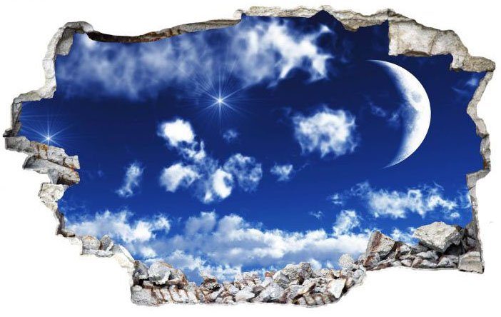Wall-Art Wandtattoo Wolken Sticker St) (1 Mond Himmel 3D