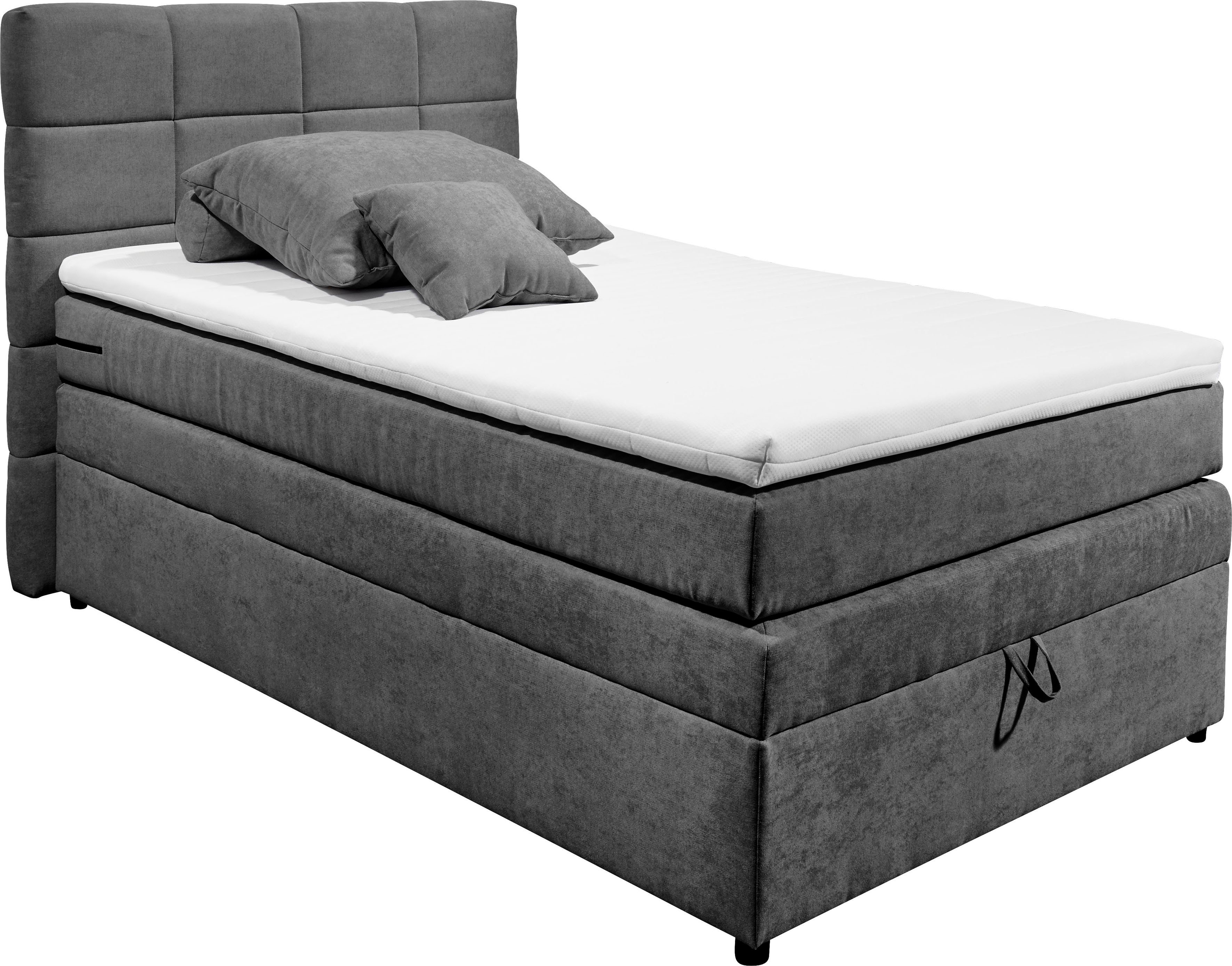 ED EXCITING DESIGN Boxspringbett Tacoma, Topper anthrazit 97 inkl. Soro Bettkasten und