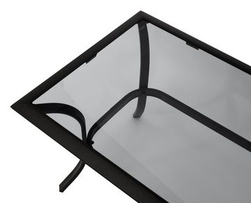 DEGAMO Beistelltisch ZAGREB gross, 102x61cm, Stahl schwarz + Glas, Indoor + Outdoor