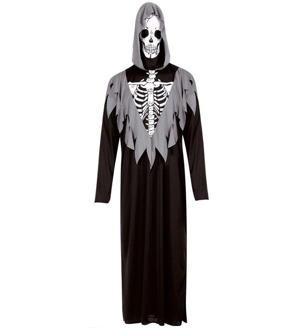 Fries Zombie-Kostüm Skelett Robe mit Kapuze und Maske Halloween Karneval Fasching