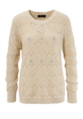 Aniston CASUAL Strickpullover mit romantische, eingestrickten Blümchen - NEUE KOLLEKTION