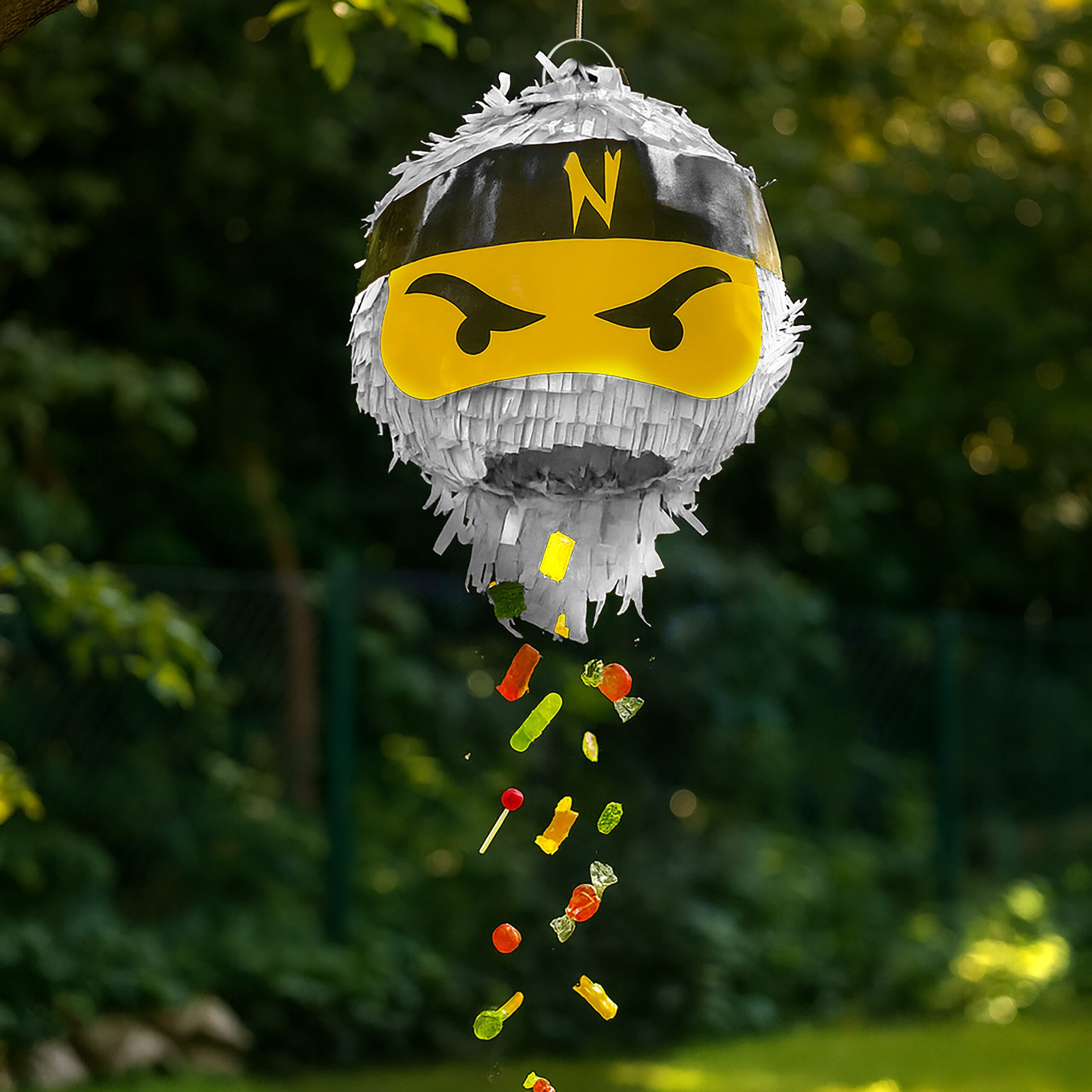 relaxdays Pinata Set Ninja mit Stab & Maske, weiß