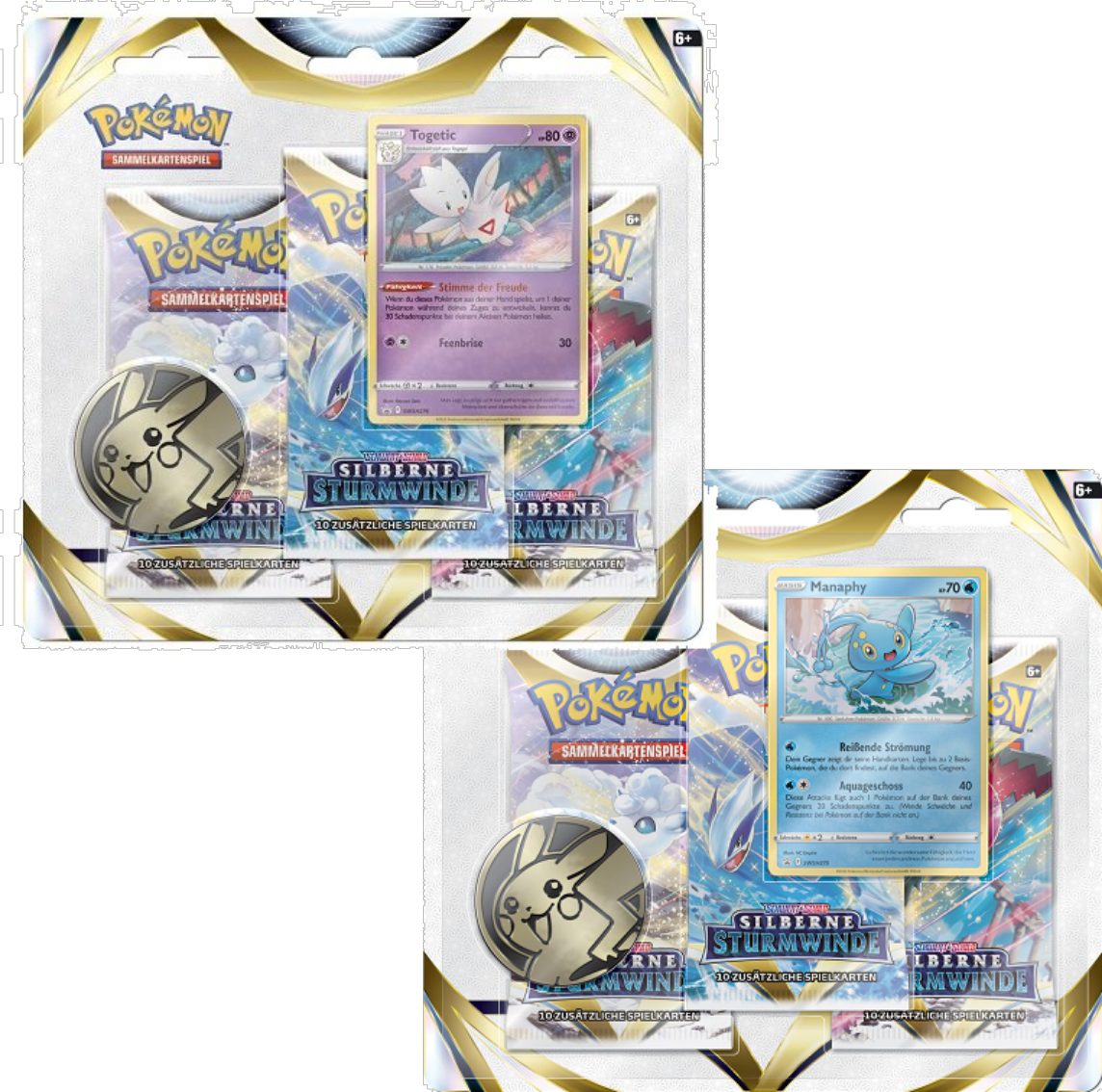 The Pokémon Company International Sammelkarte Pokémon - Silberne Sturmwinde Blister (deutsch) 3 Boosterpacks, 1 zufällige Holo Promokarte