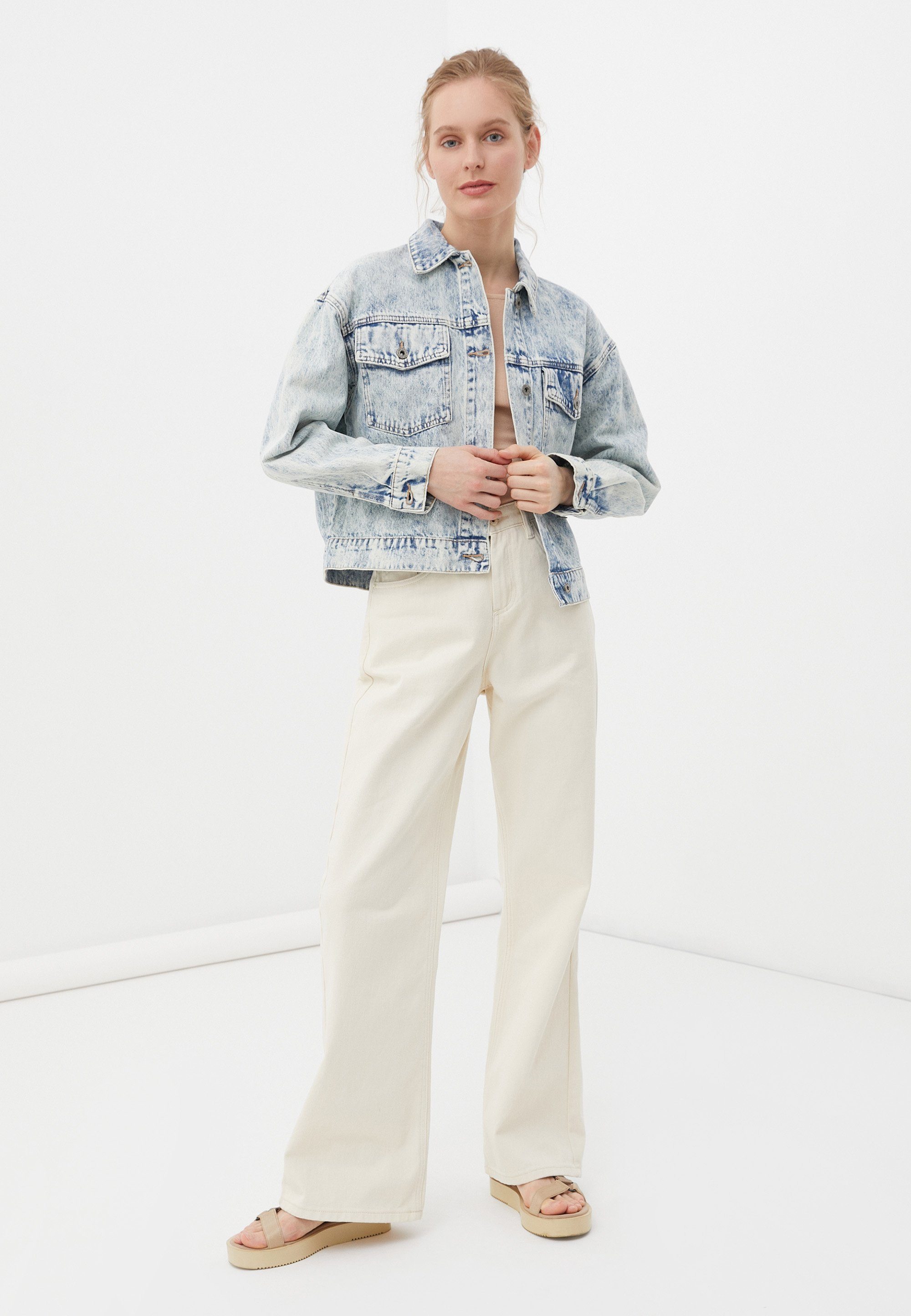 Finn Flare Jeansjacke Classic mit aufgesetzten Pattentaschen