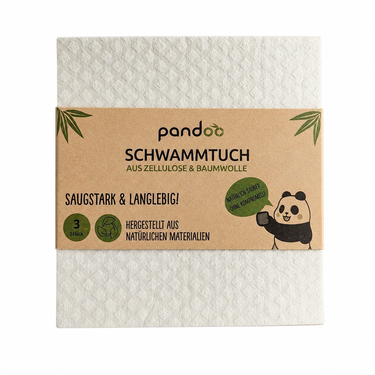 pandoo Nachhaltige Schwammtücher 3er-Set Reinigungstücher (3-tlg)