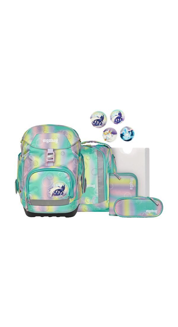 ergobag Schulranzen pack Set (6-tlg., 6-teiliges Set), größenverstellbares Rückensystem