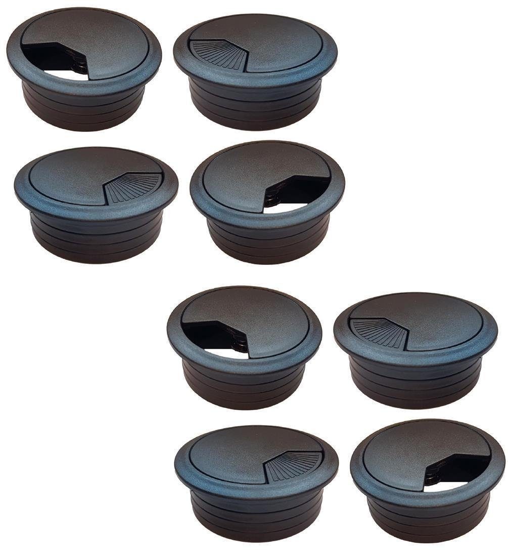 BAYLI Isolierband 8er Set Kabeldurchführung Schreibtisch 80mm - Farbe [schwarz] - Kabeld