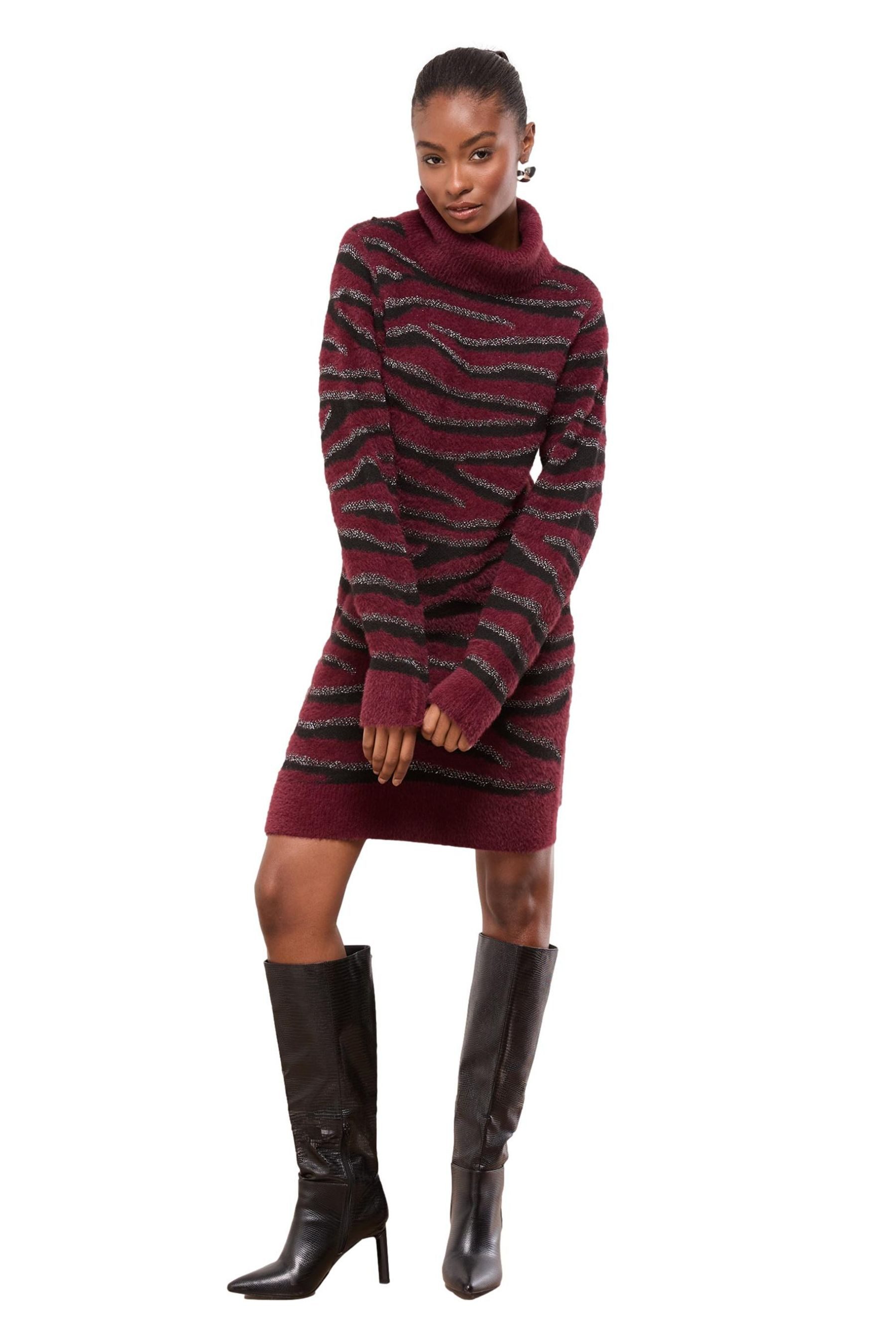 Minikleid Lipsy Strickkleid aus Federgarn mit Zebraprint