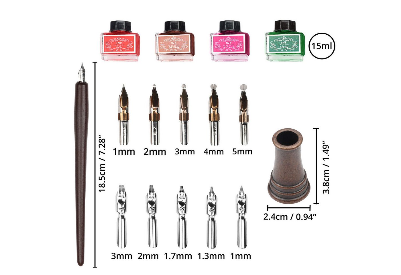 Thumbnail - Belle Vous Kalligraphie-Stift Holz Kalligraphie Set mit 16 Teilen, (16-tlg)