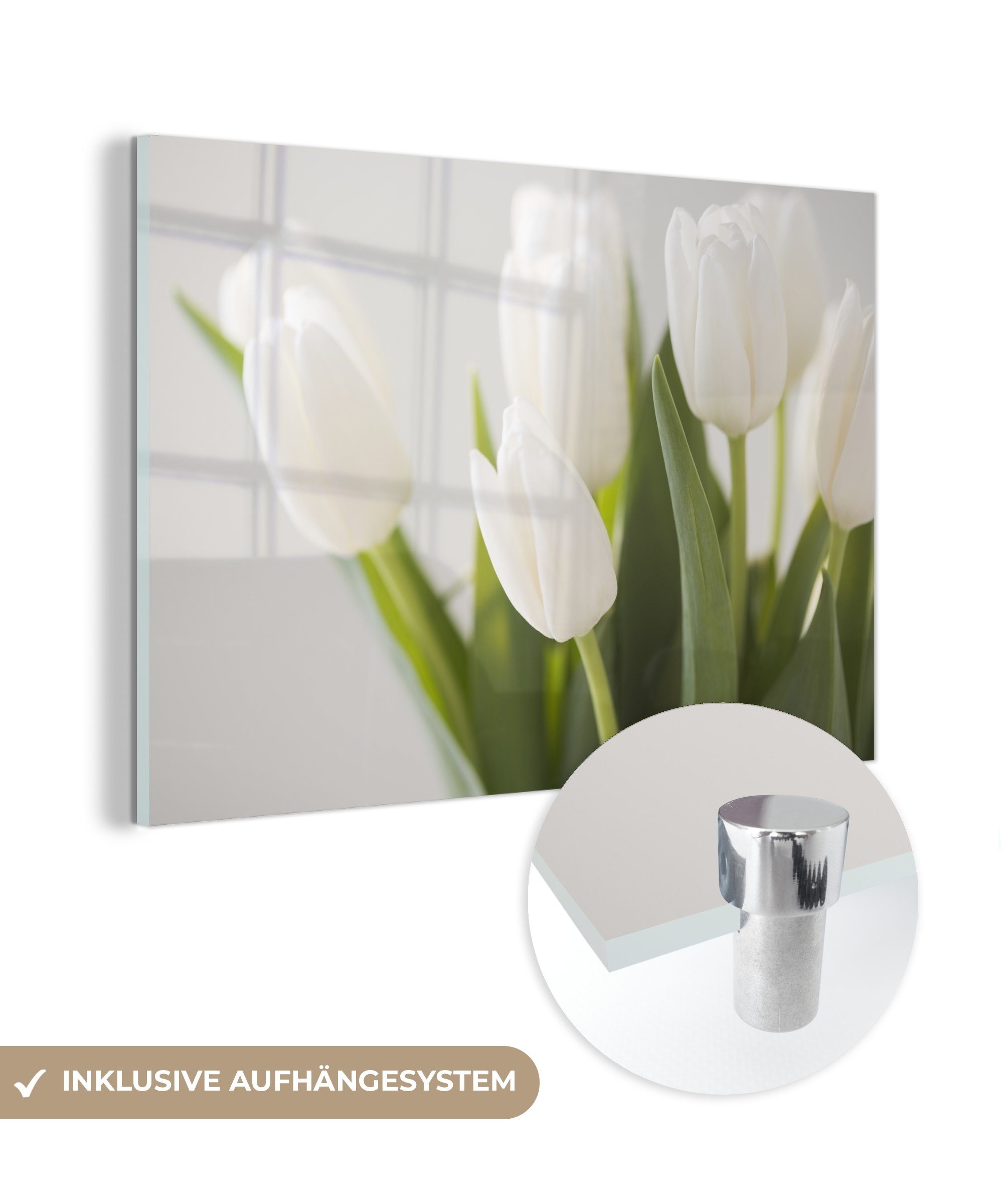 MuchoWow Acrylglasbild Bild von mehreren Tulpen, (1 St), Acrylglasbilder Wohnzimmer & Schlafzimmer