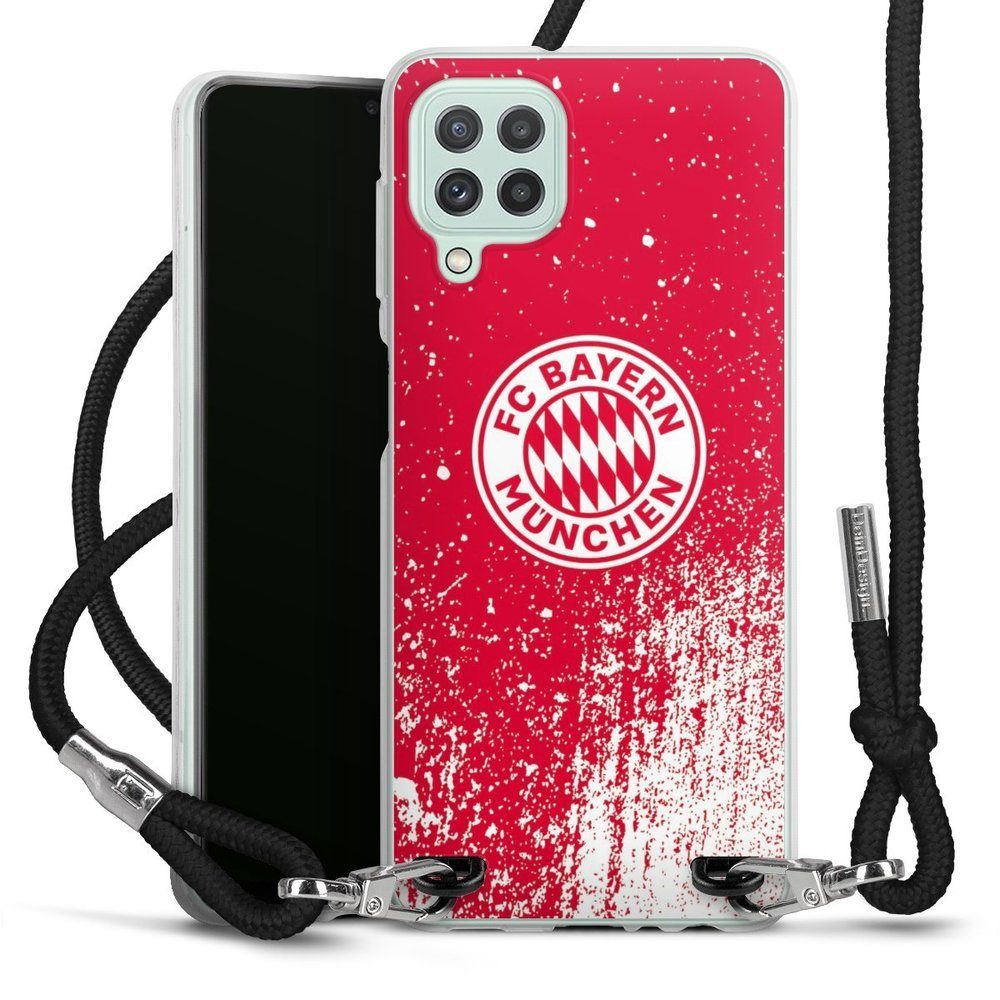 DeinDesign Handyhülle FC Bayern München Offizielles Lizenzprodukt FCB  Splatter Rot - FCB, Samsung Galaxy A22 4G Handykette Hülle mit Band Case  zum Umhängen