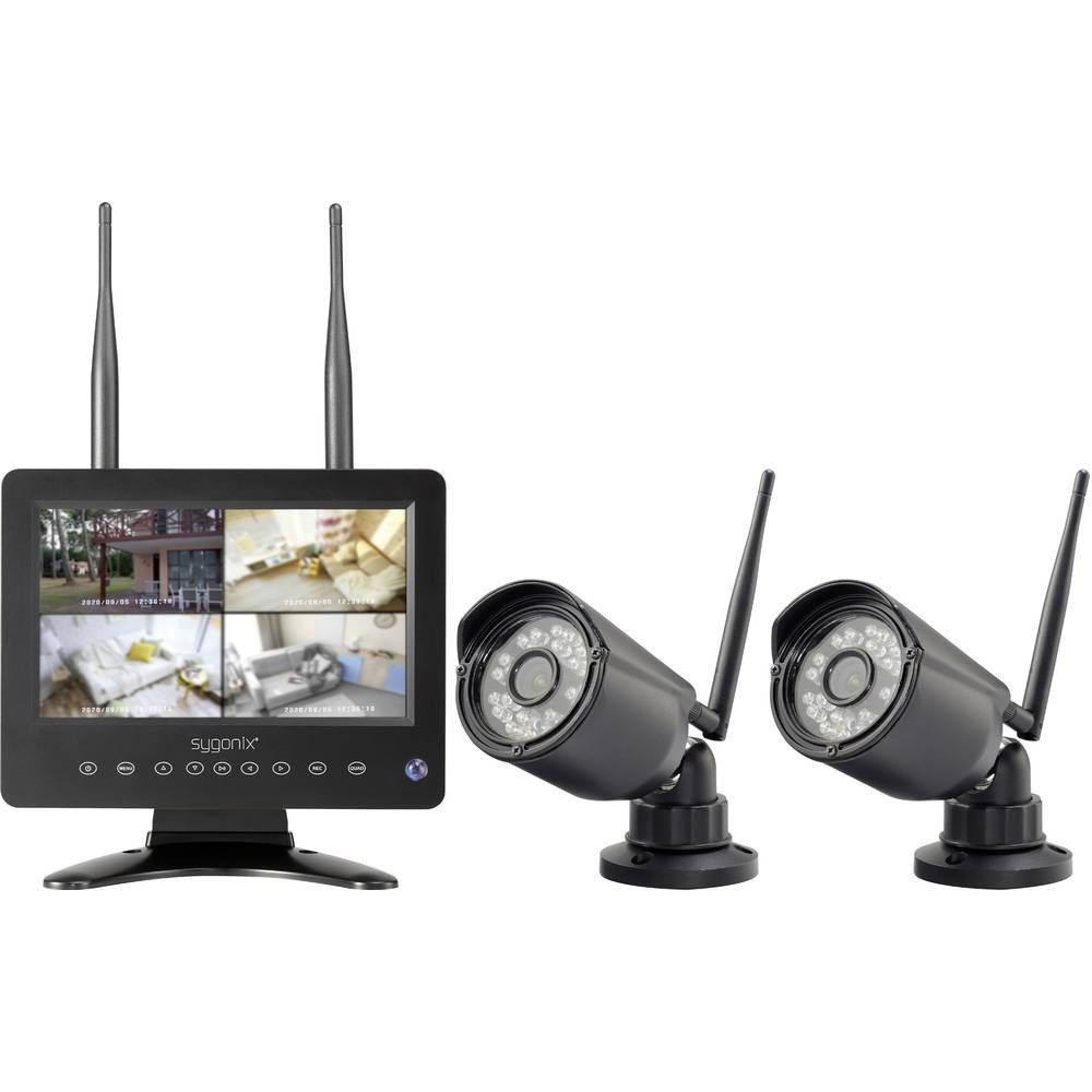 Sygonix Überwachungskamera Funk-Überwachungsset 720P SY-6330454 (mit IR-LEDs, mit Mikrofon, Aufnahme auf Speicherkarte)