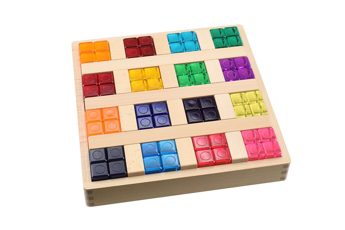 CHiLA Lernspielzeug Lux Spielbausteine (Qube IQ Construction - Set, 70-St)